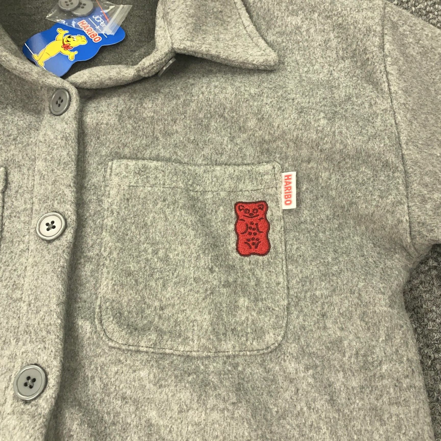 JCPenney HARIBO Jacket Womens Medium Gray Fleece Button Up Shirt Shacket Gummy Bear JCPenney Size M / US 6-8 / IT 42-44 - 2 Thumbnail