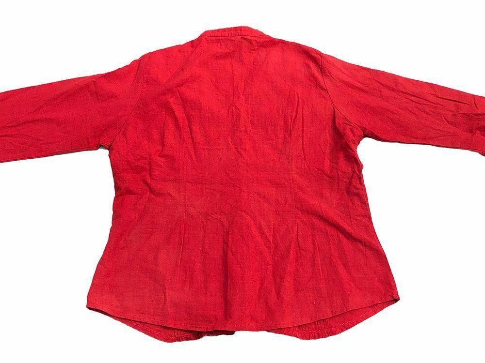 Designer Pre Owned Needle Point Embroidered Red Hand Made Blouse G Size L / US 10 / IT 46 - 6 Thumbnail