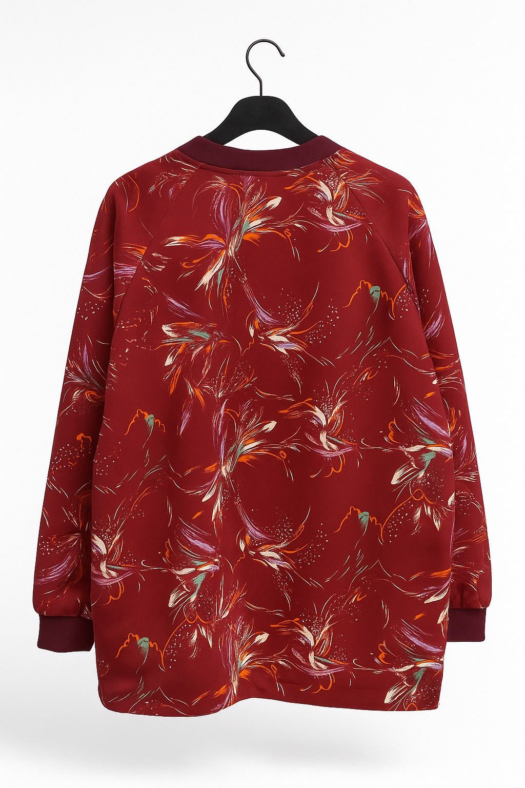 Japanese Brand Vintage Marumi Maroon Floral Bomber Jacket 80s/90s Retro Size XL / US 12-14 / IT 48-50 - 2 Thumbnail