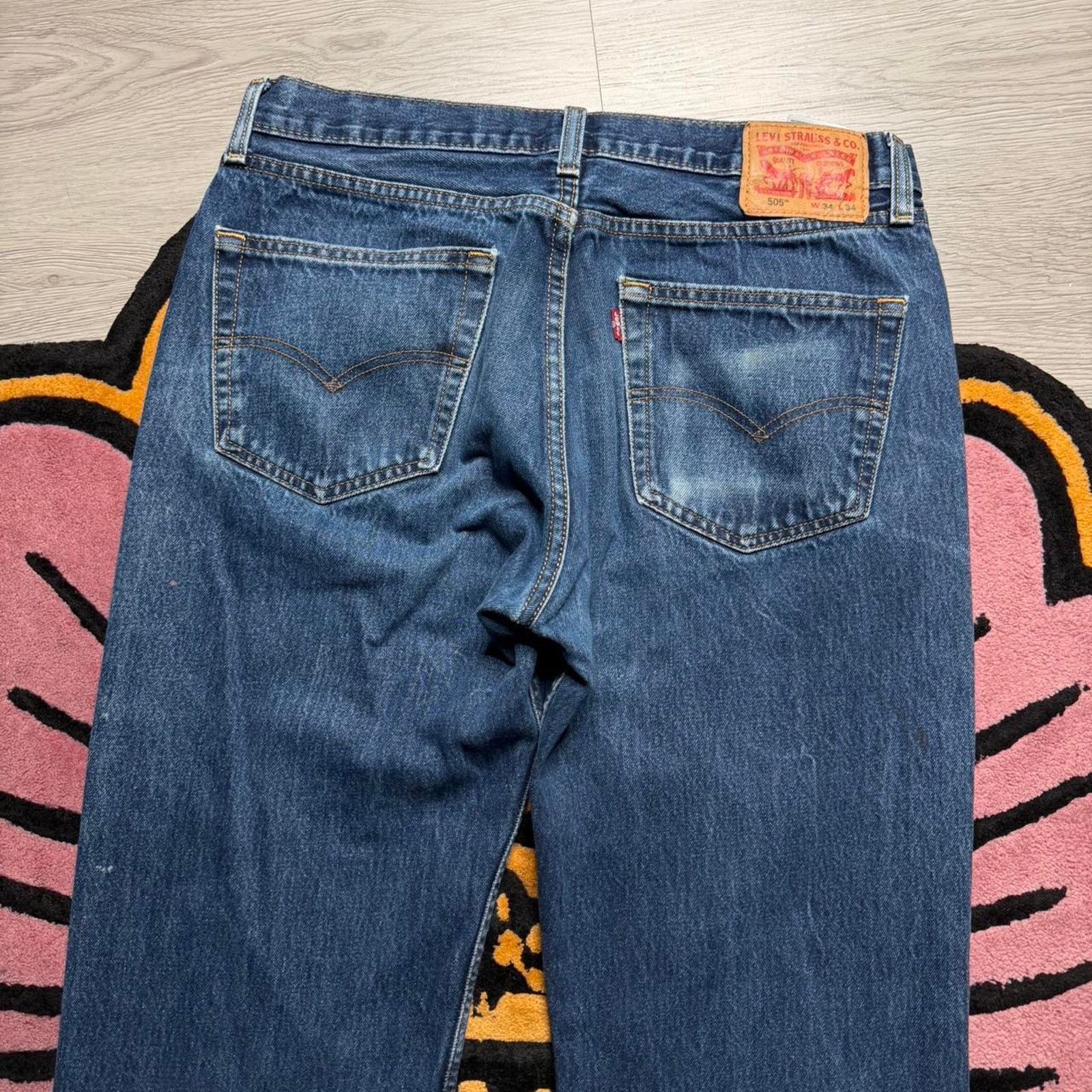 Levi's Levi’s Strauss 505 Regular Straight Stonewashed Denim Jeans Size US 34 / EU 50 - 8 Thumbnail