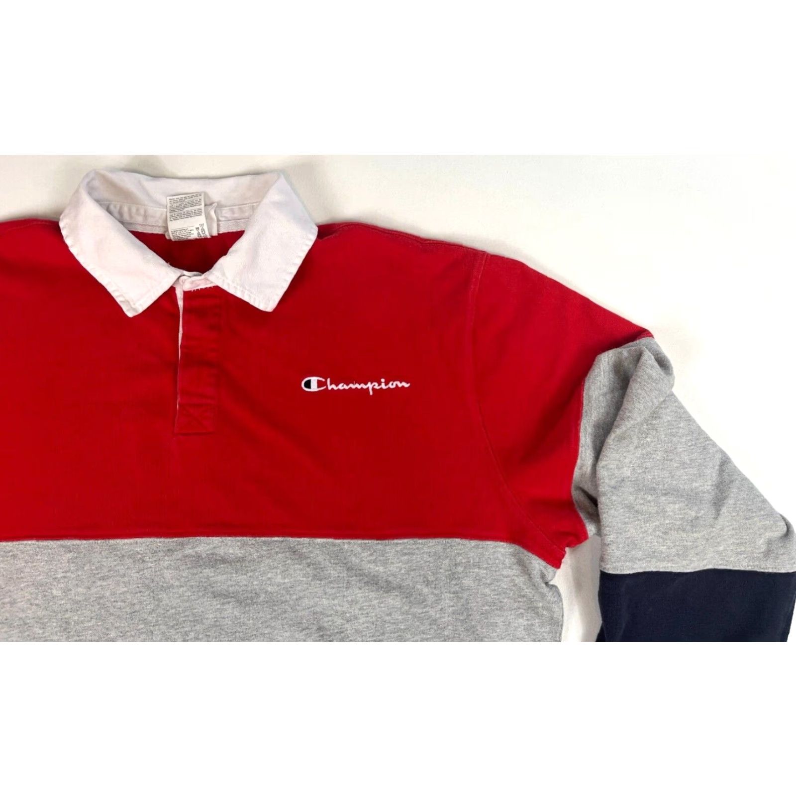 Champion Champion Long Sleeve Rugby Shirt Mens Size L Multicolor Striped 100% Cotton Reverse Weave Embroidered 90s Sports Size US L / EU 52-54 / 3 - 5 Thumbnail