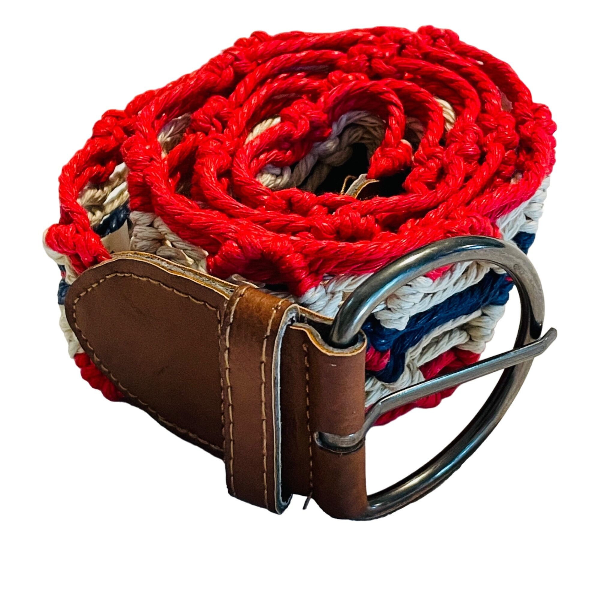 Vintage Vintage Woven Belt W/ Faux Leather Accents & D-Ring Buckle - Size ONE SIZE - 10 Thumbnail