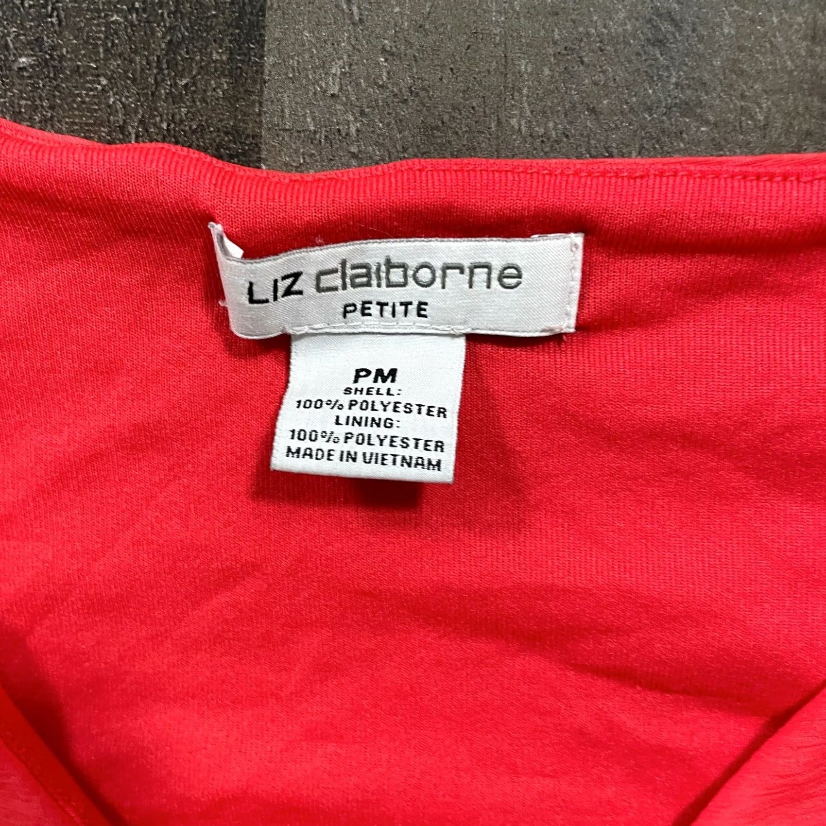 Liz Claiborne Liz Claiborne Tank Womens Red Pleated V-Neck Sleeveless Casual Lined PM Petites Size M / US 6-8 / IT 42-44 - 3 Thumbnail