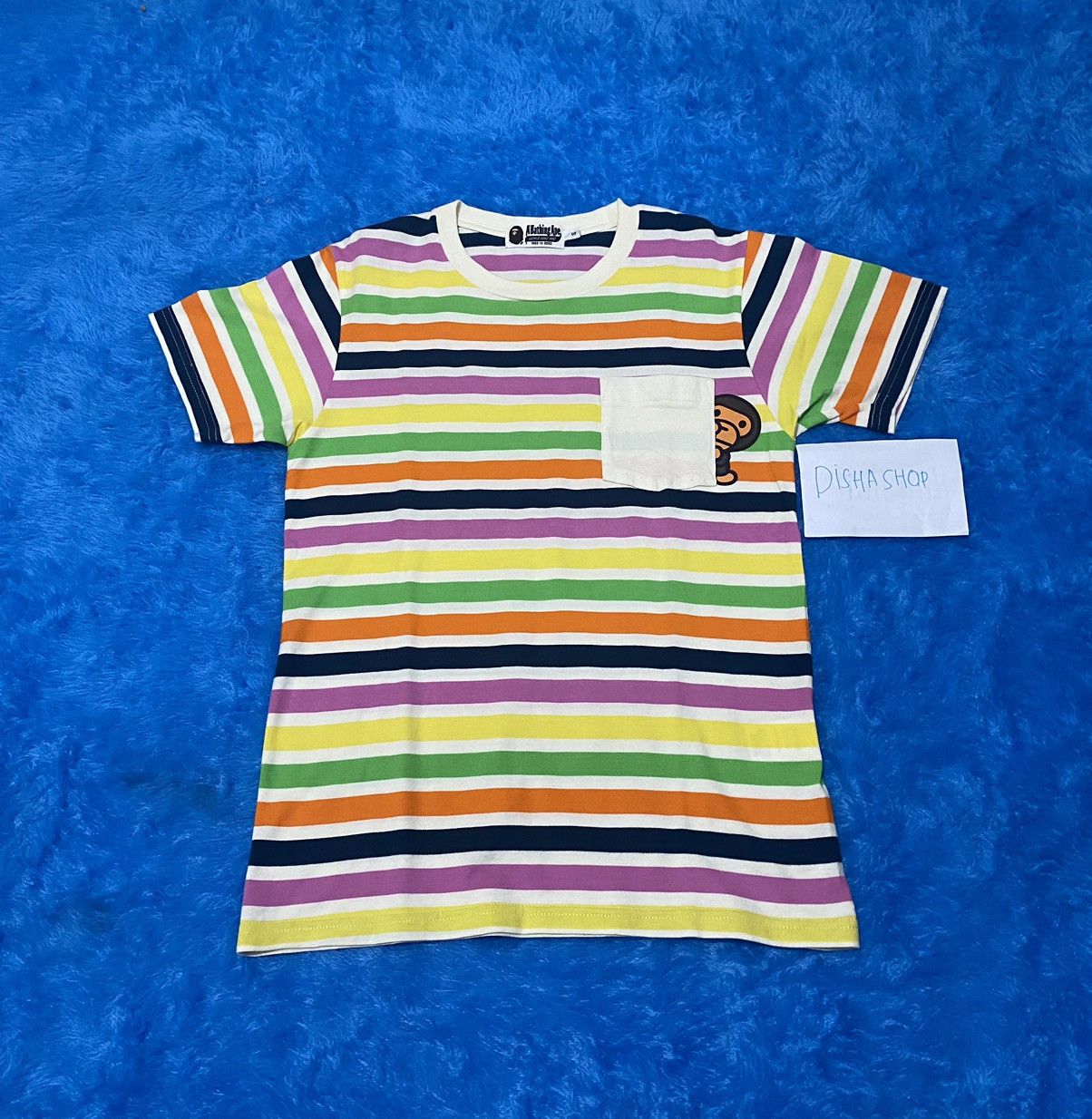 image of Bape x Nigo Baby Milo Striped Pocket Tee, Men's (Size Small)