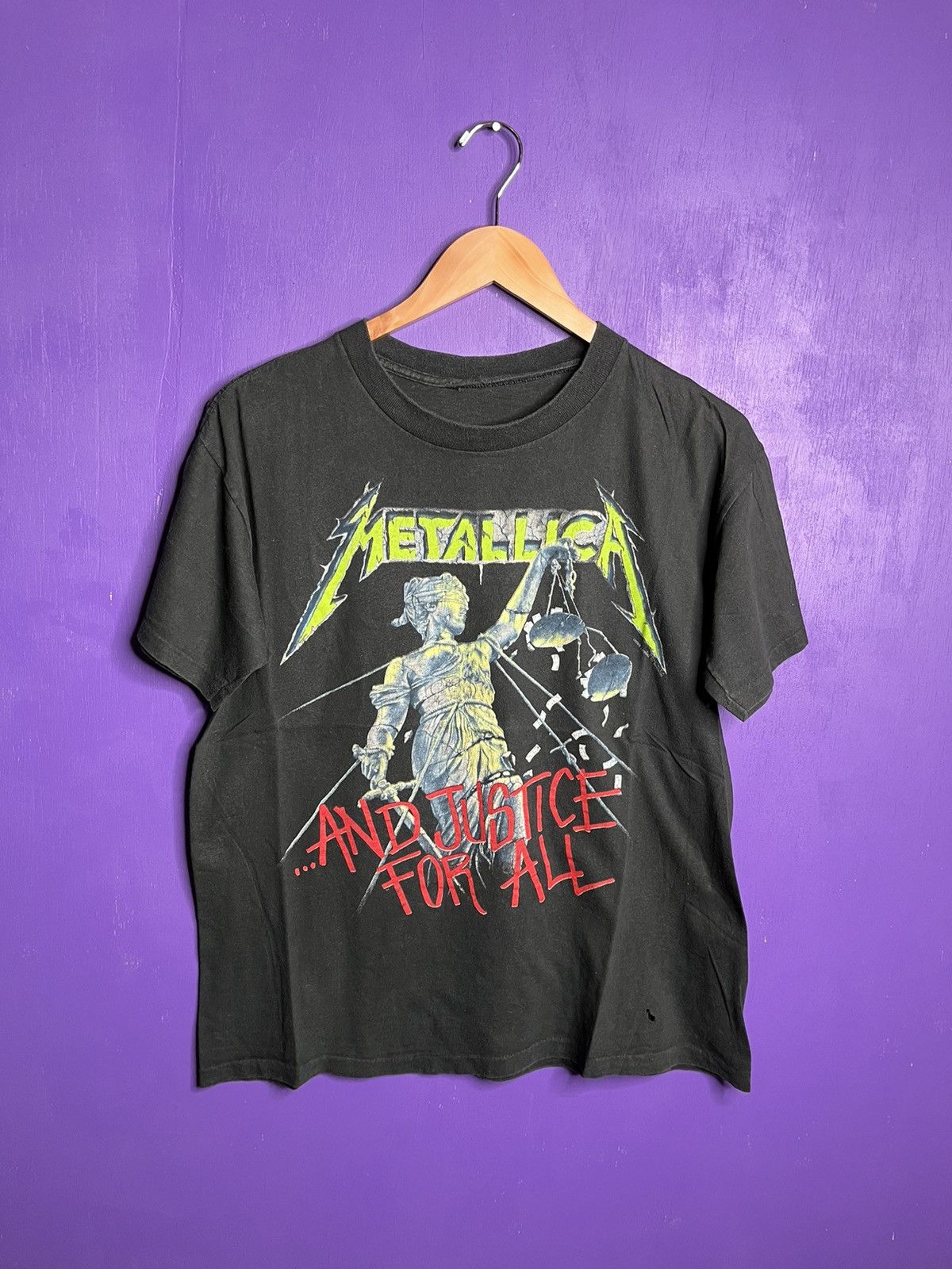 image of Band Tees x Tour Tee Vintage 88/89 Metallica And Justice For All Tour T-Shirt in Black (Size Medium