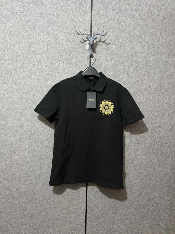 Versace Versace Black Cotton Embroidered Medusa Polo Shirt 0089 Size US S / EU 44-46 / 1 - 1 Thumbnail