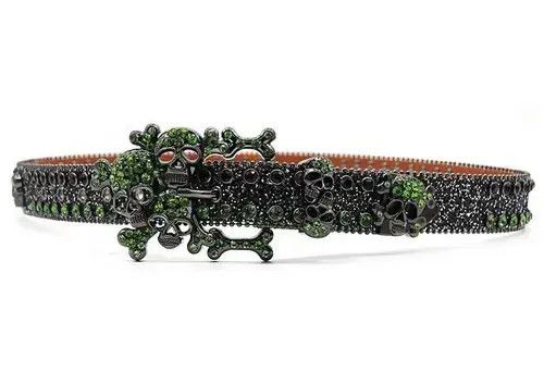 Japanese Brand Rhinestone Skull Head Belts for Men Women Size ONE SIZE - 2 Thumbnail