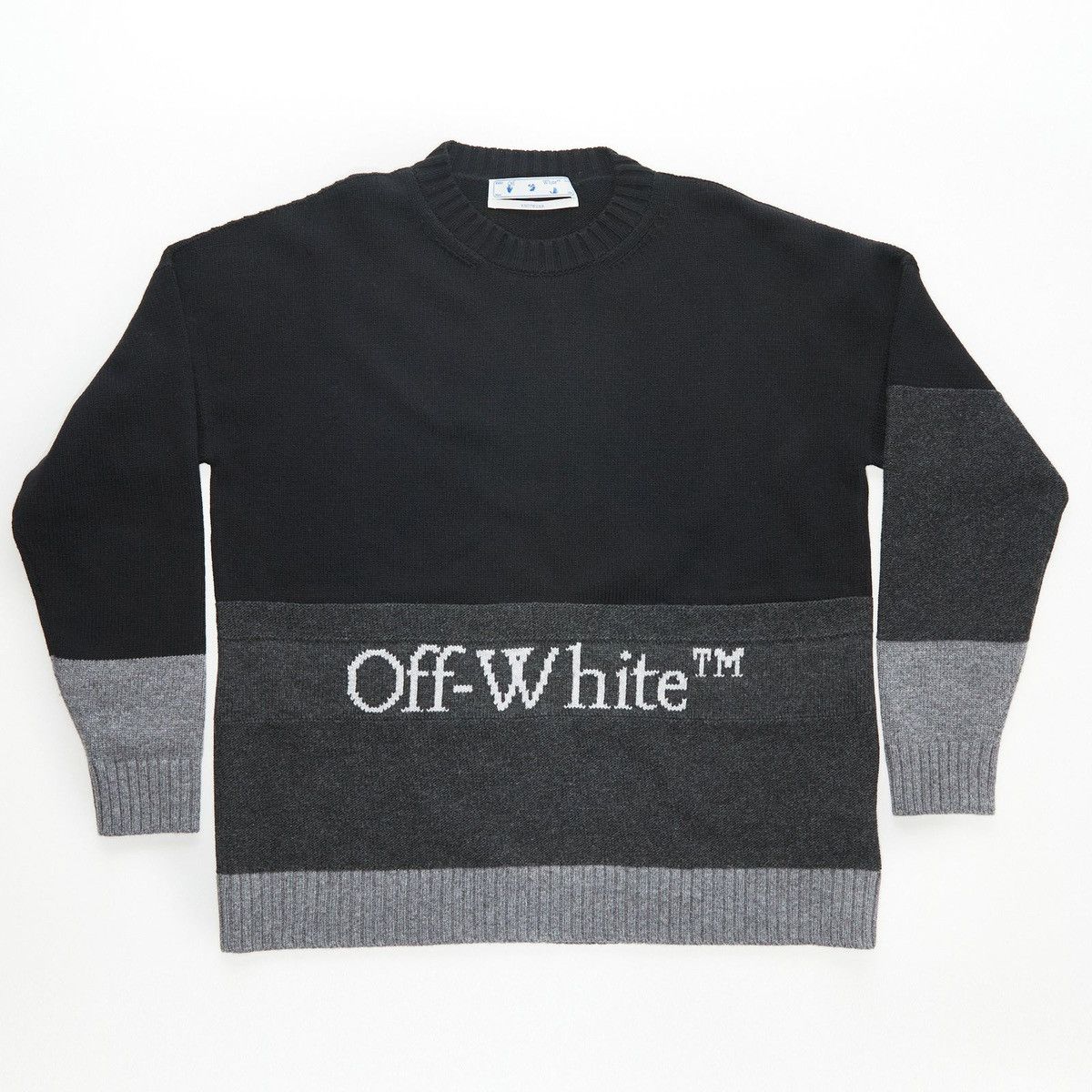 Off-White OFF-WHITE COLOUR BLOCK KNITTED CREWNECK SWEATER BLACK Size US XL / EU 56 / 4 - 1 Thumbnail