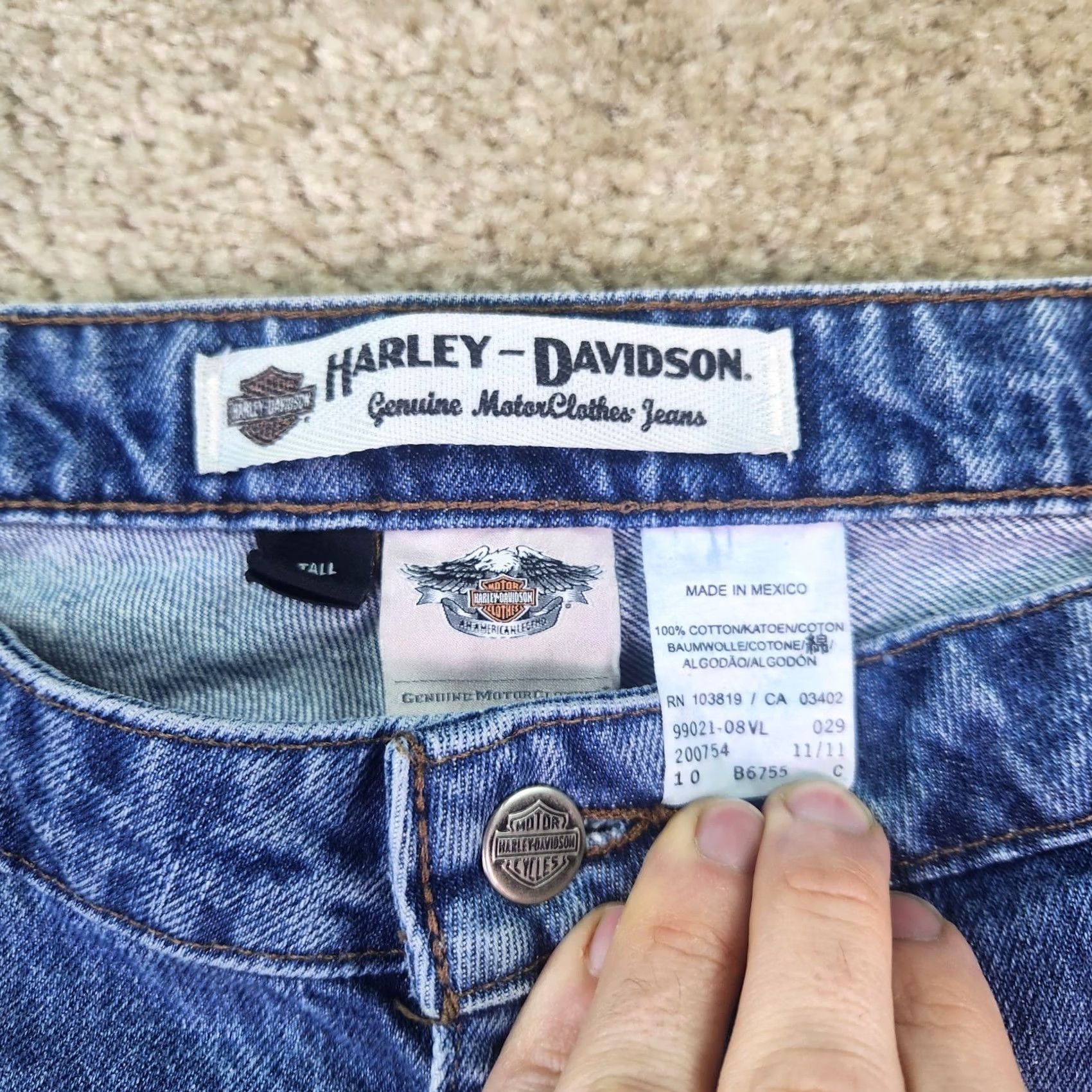 Harley Davidson VINTAGE Harley Davidson Womens Jeans Size 12 36in Waist 31in Inseam Straight Biker Blue B903 Size 25" / US 0 / IT 36 - 7 Thumbnail