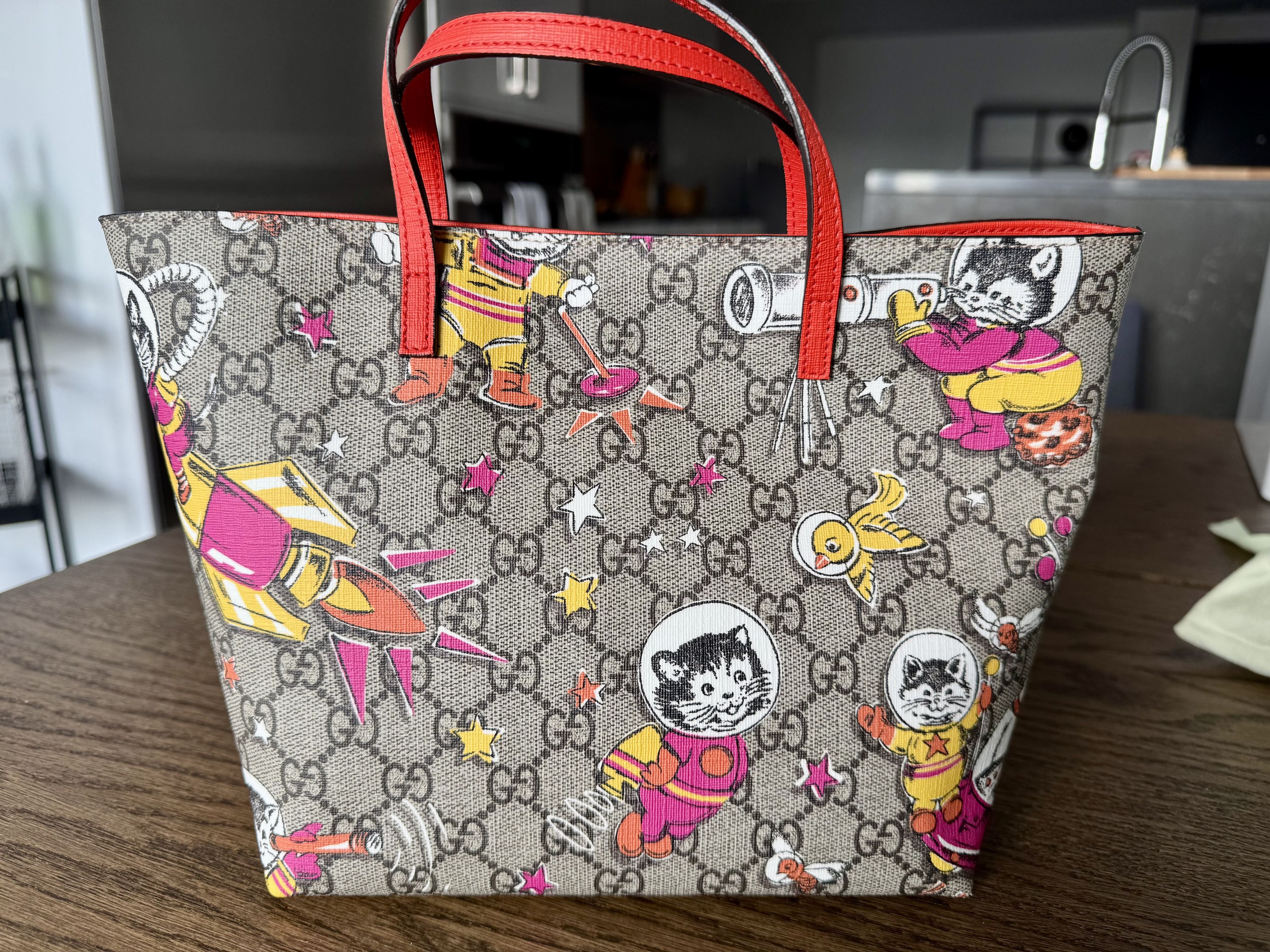 Gucci GG Supreme Monogram Space Cats Children's Tote Orange Size ONE SIZE - 3 Thumbnail