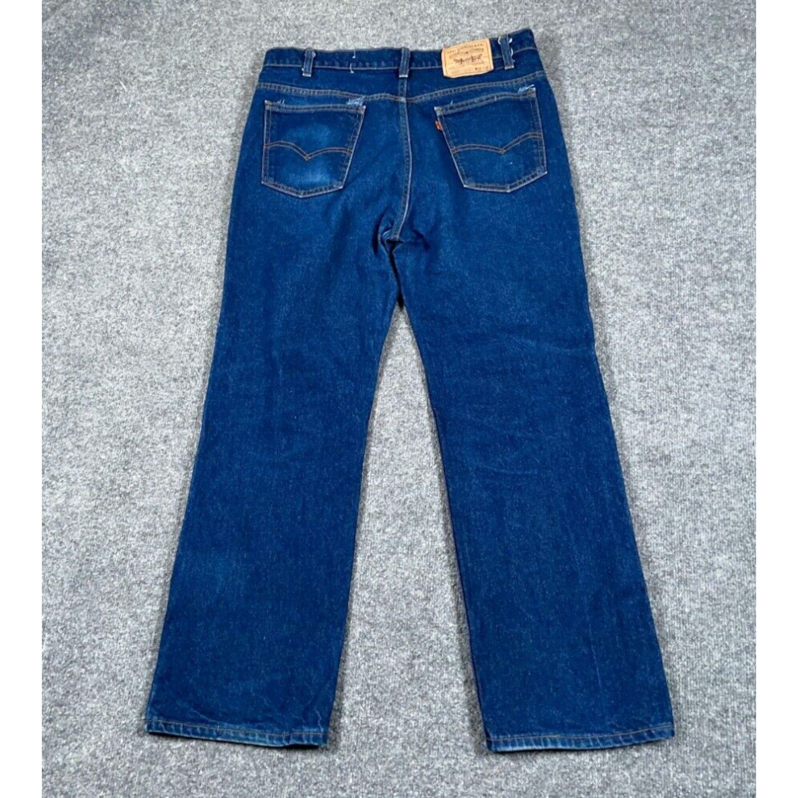 image of VTG Levi's 20517 Bootcut Jeans Men's 36 X 30 (38 X 30 Tag) Blue Denim Orange Tab in White