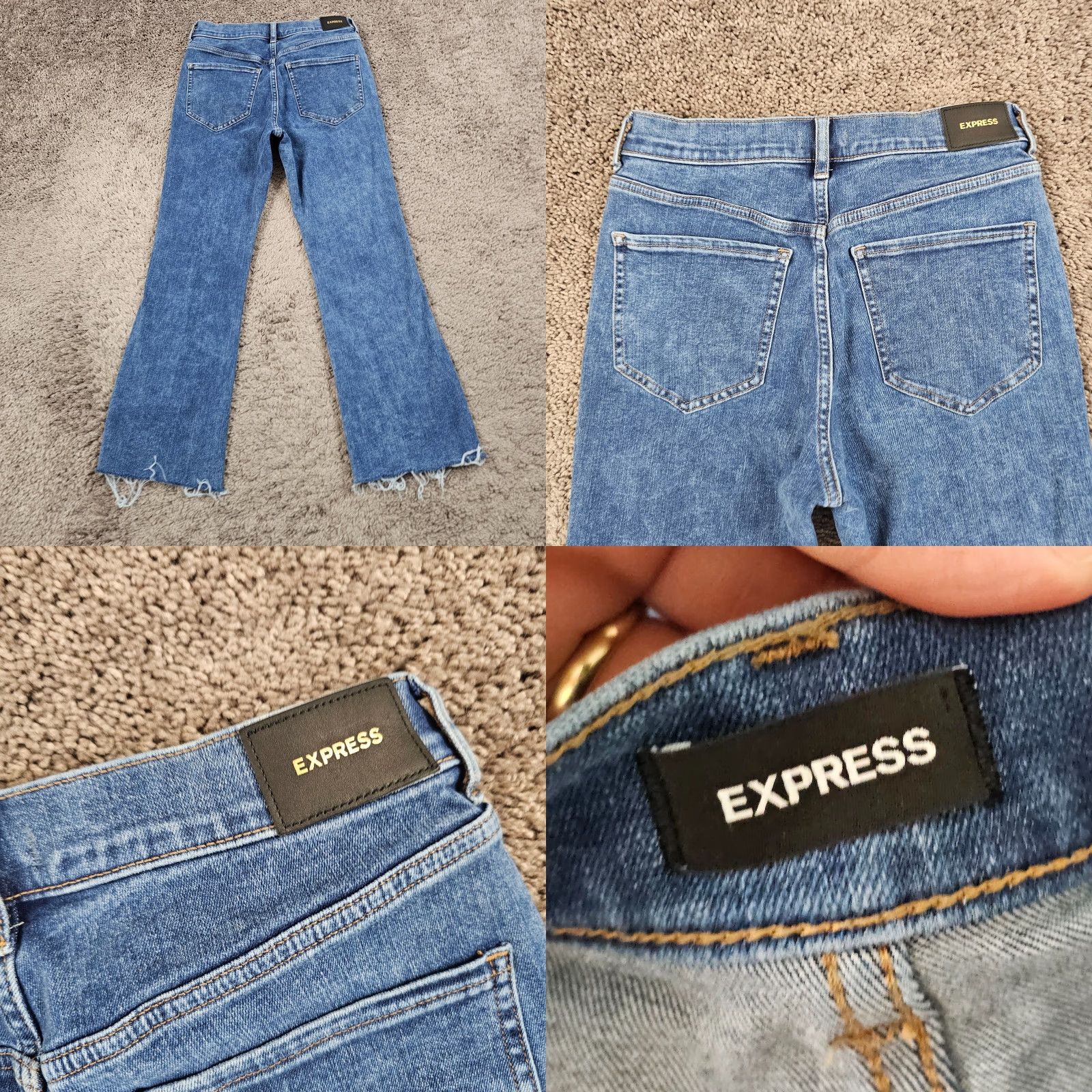 Express Vintage Express Women's Cropped Flare Jeans 00 High Rise Stretch Denim Blue 25x25 Size 24" / US 00 / IT 34 - 8 Thumbnail