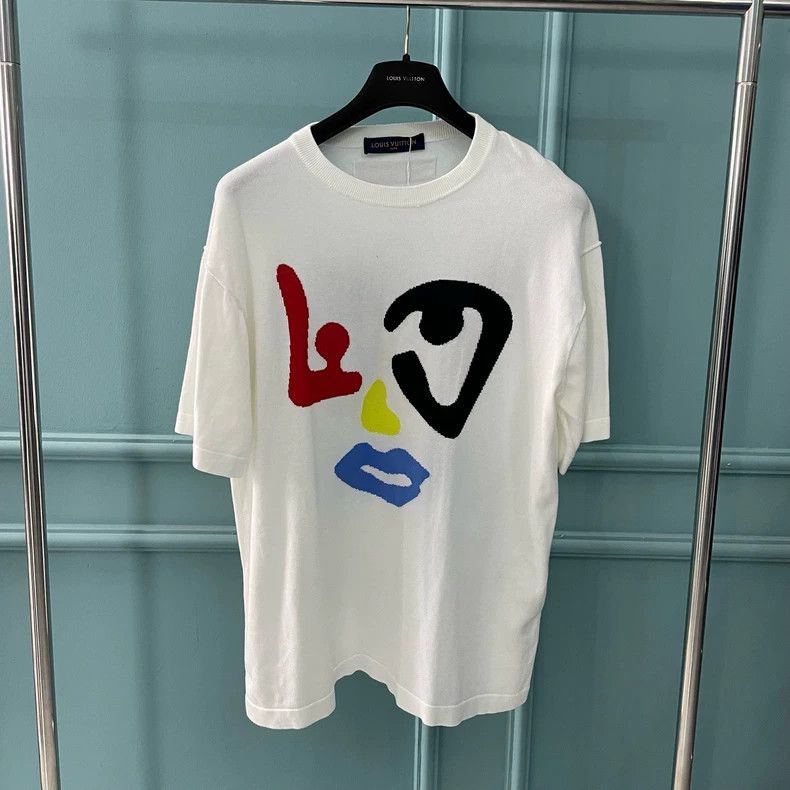 Louis Vuitton Louis Vuitton Face white knit logo white short sleeve 2501- Size US L / EU 52-54 / 3 - 1 Thumbnail