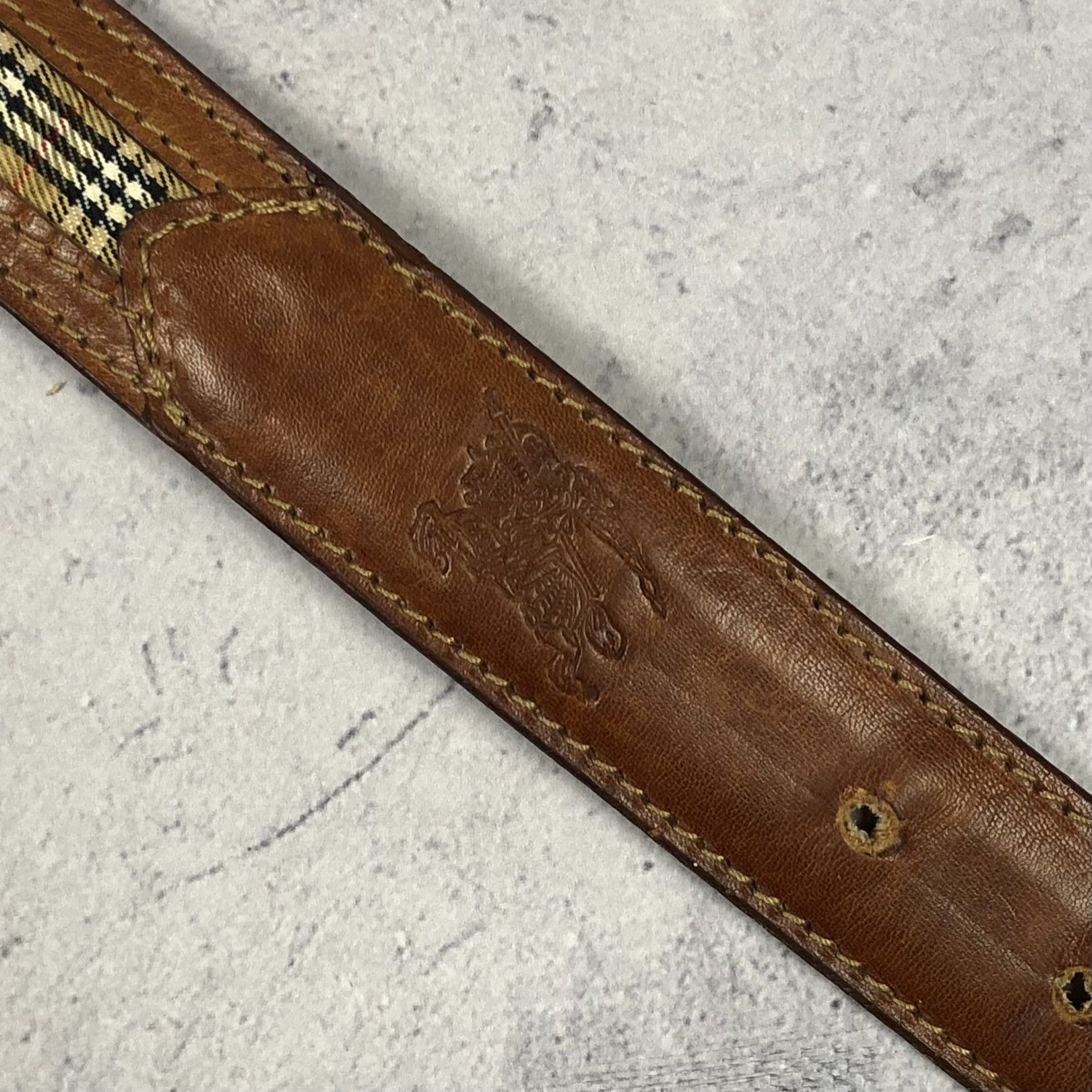 Burberry Vintage 90s Burberrys Nova Check Leather Belt Size ONE SIZE - 5 Thumbnail