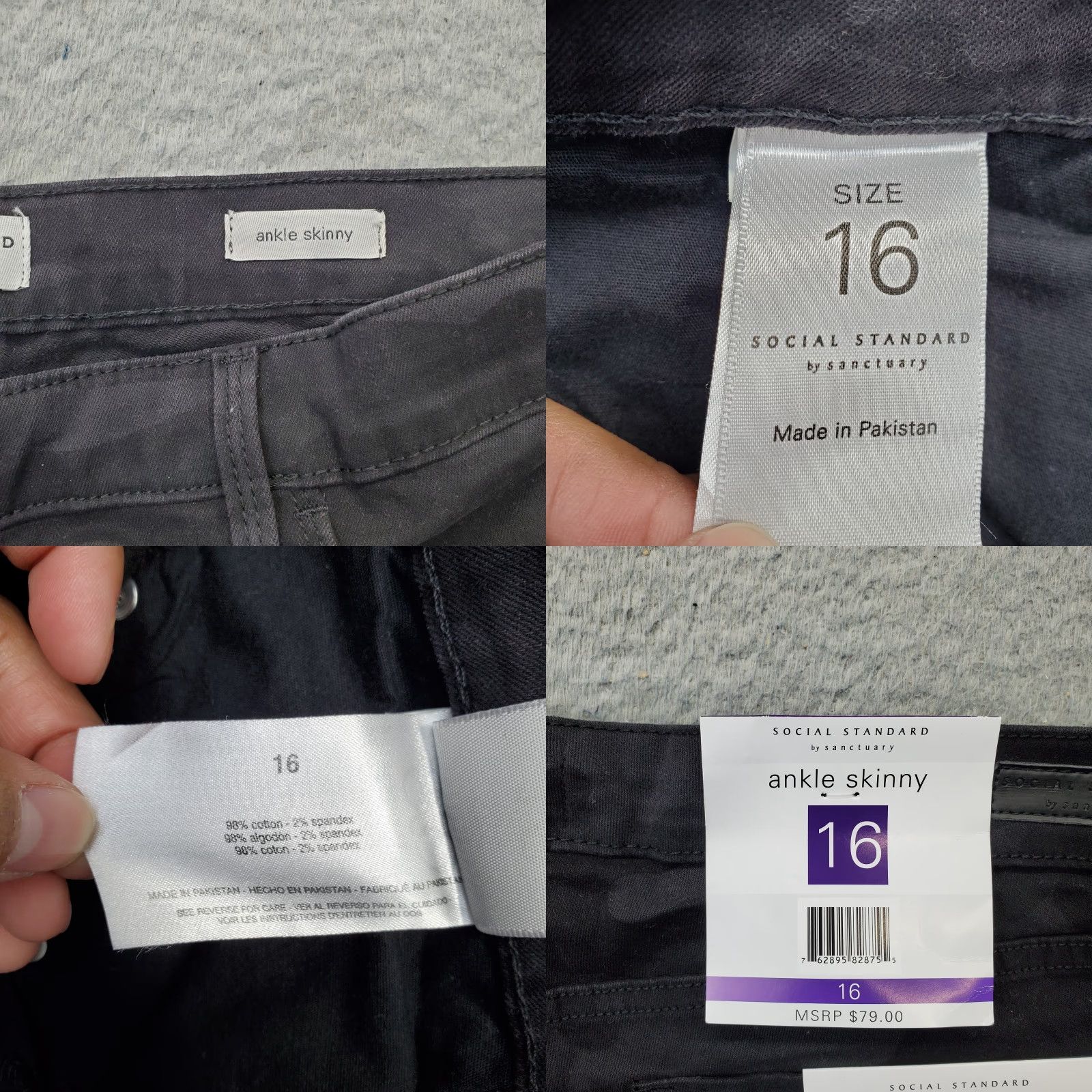 Sanctuary Sanctuary Womens Jeans 16 Multi Camo Mid Rise Ankle Skinny Denim 5-Pocket Stretch Comfort Size 38" / US 16 / IT 52 - 8 Thumbnail