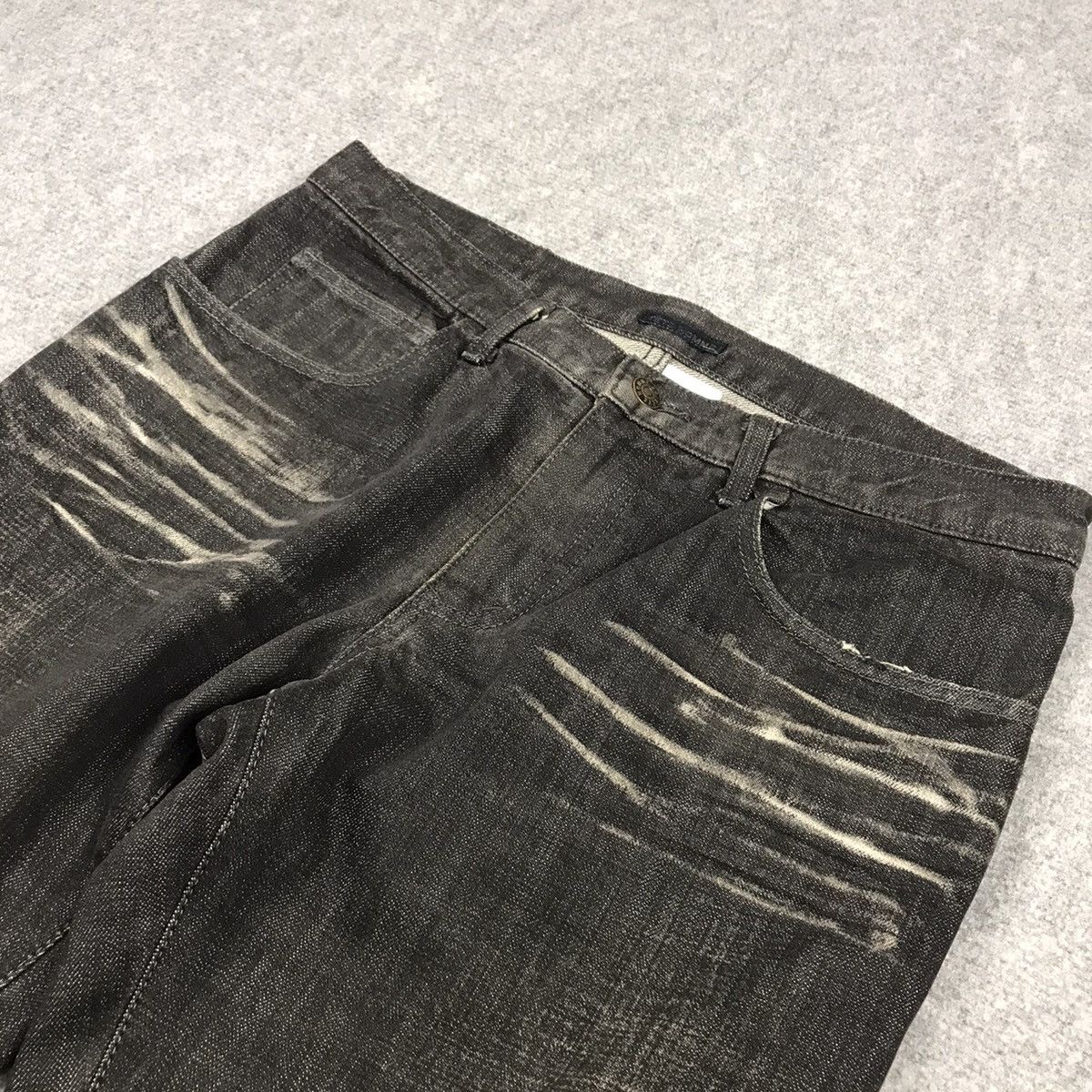 Issey Miyake FLARE🔥TETE HOMME BLACK FADED DENIM BOOTCUT PANTS 149 Size US 30 / EU 46 - 5 Thumbnail