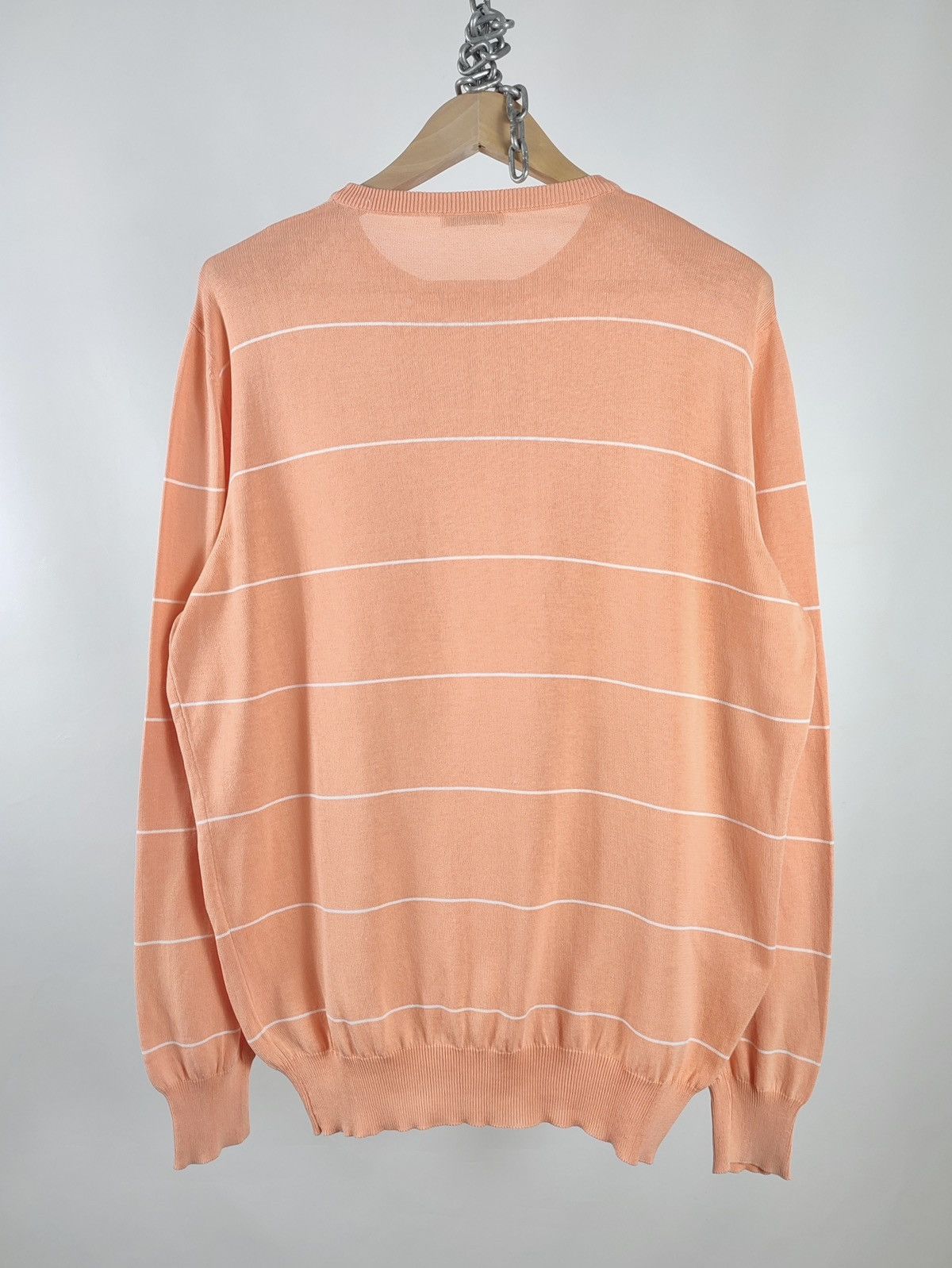 Pal Zileri Pal Zileri Striped Knitted Cotton Coral Jumper Size US XL / EU 56 / 4 - 7 Thumbnail