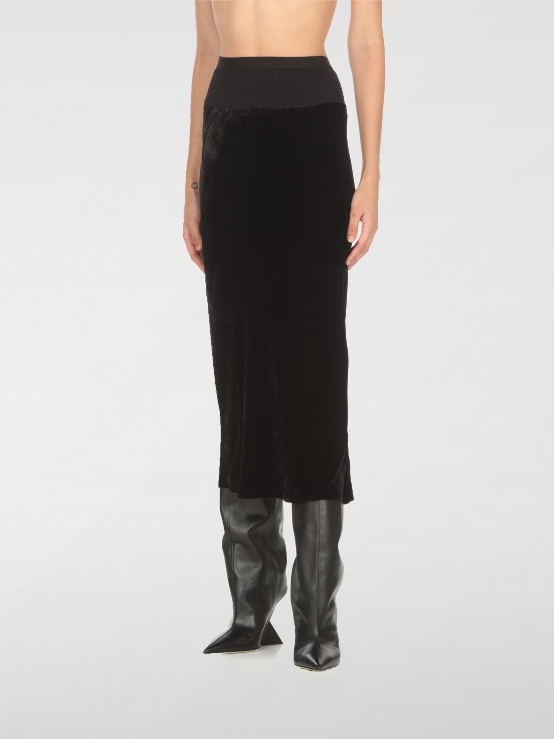 Rick Owens o1y0126 Velvet Midi Skirt in Black Size 27" / US 4 / IT 40 - 1 Thumbnail
