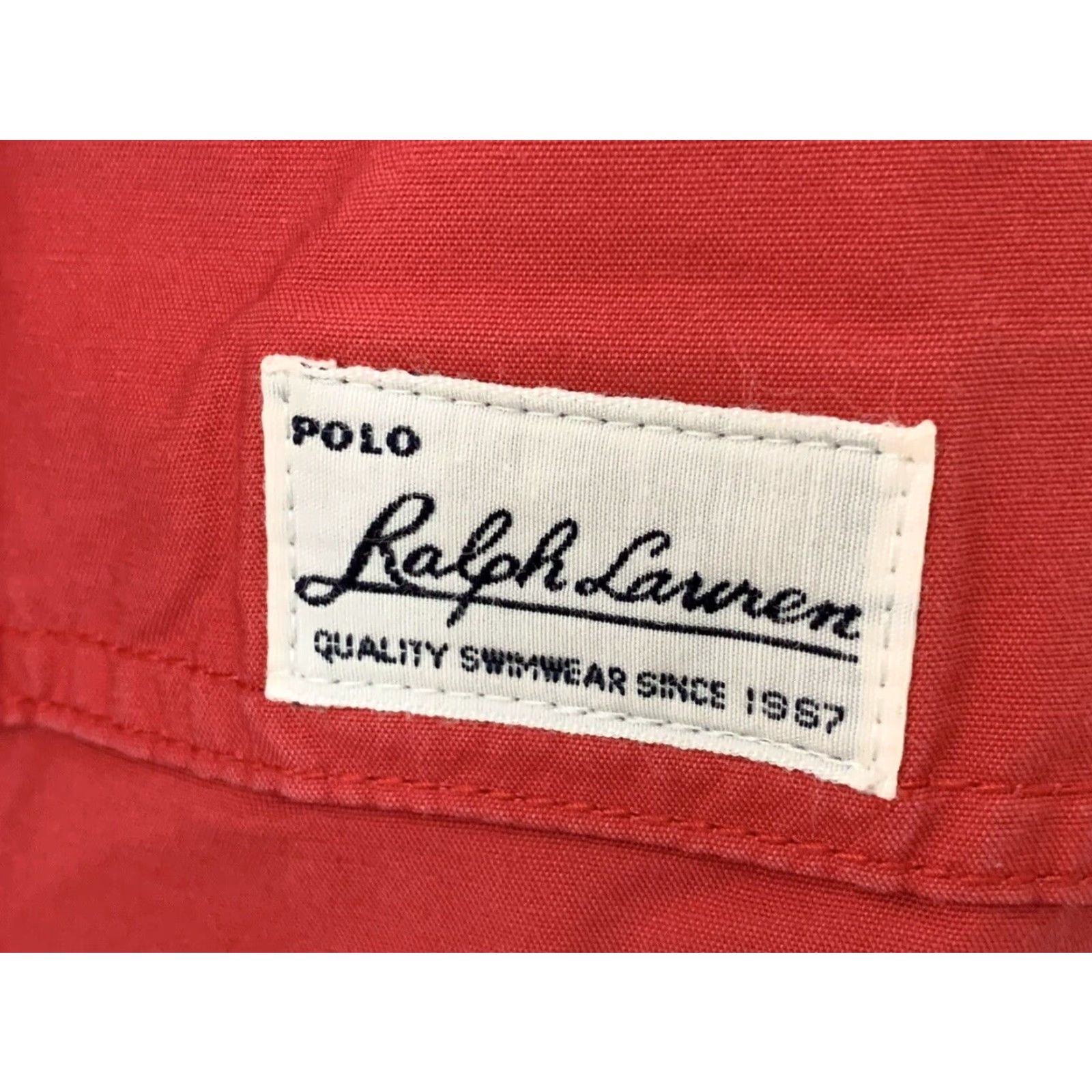 Polo Ralph Lauren Vtg Polo Ralph Lauren Swim Trunks Suit Sz 2XL Red Elastic Waist Drawstring 90s Logo Cotton Blend Vintage Yes Men's Bottom Trunks] Size US XXL / EU 58 / 5 - 3 Thumbnail