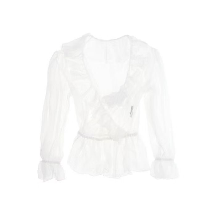 image of Dolce Gabbana O1S22I1N0424 Silk Chiffon Blouse In White, Women's (Size Medium)