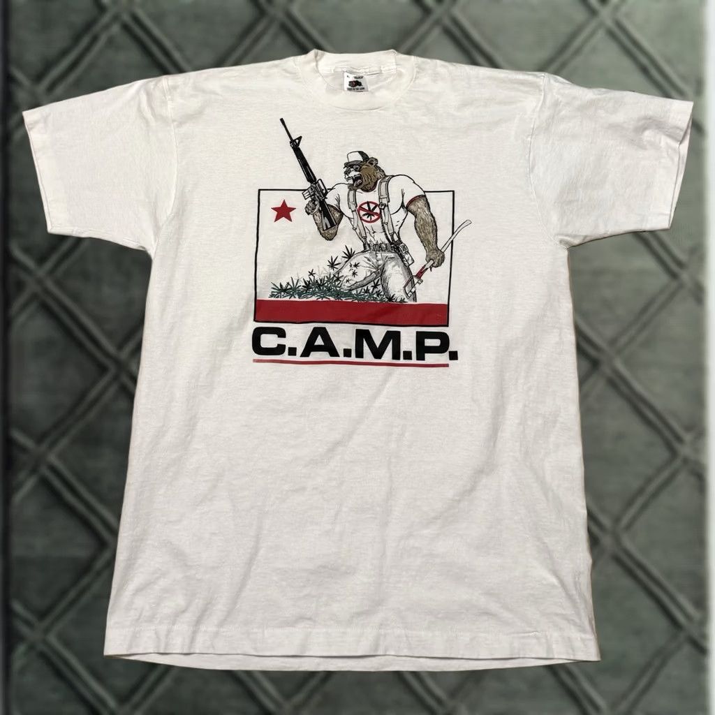 Fruit Of The Loom VINTAGE Campaign Against Marijuana Planting Shirt XL CAMP Weed Drugs DEA Cali Shirt Men White Cotton Graphic Print 90s Size US XL / EU 56 / 4 - 1 Thumbnail