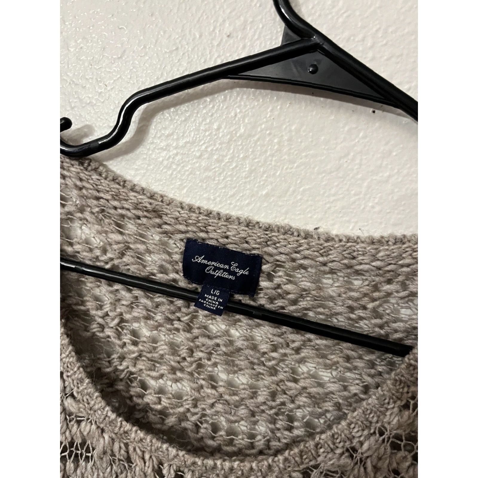 American Eagle Outfitters American Eagle Outfitters Sweater Casual Open Knit Round Neck Large Womens Wool Blend Beige Color Virgin? No. Size L / US 10 / IT 46 - 2 Thumbnail