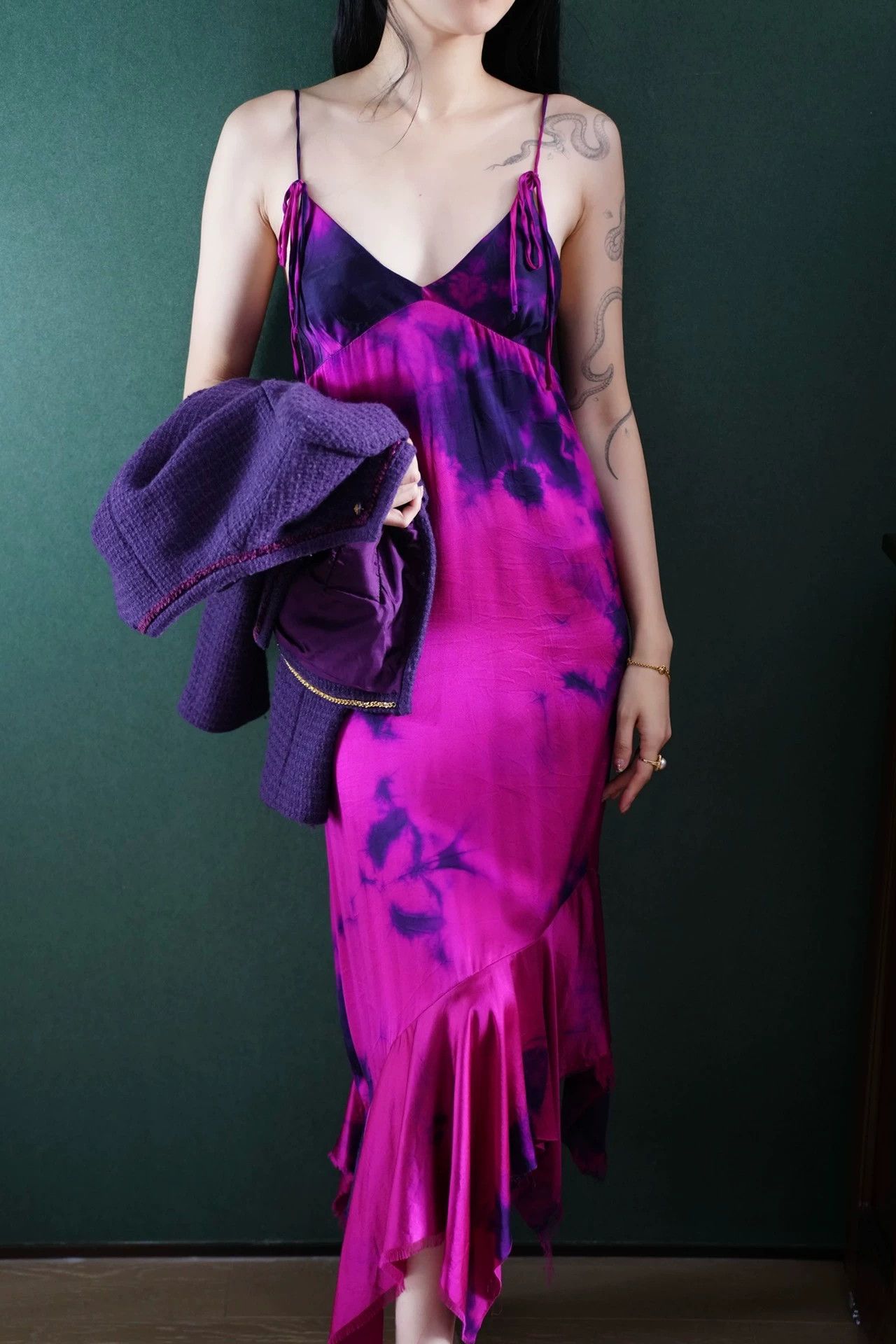 Unknown London UK Indie Silk Tie-Dye Irregular Hem Cami Dress XS/S Size XS / US 0-2 / IT 36-38 - 1 Thumbnail