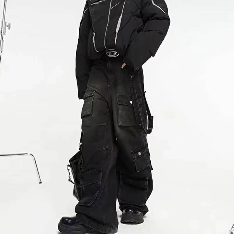 Designer × Japanese Brand × Jean Multiple Pockets Baggy Cargo Jeans Size US 31 - 3 Thumbnail