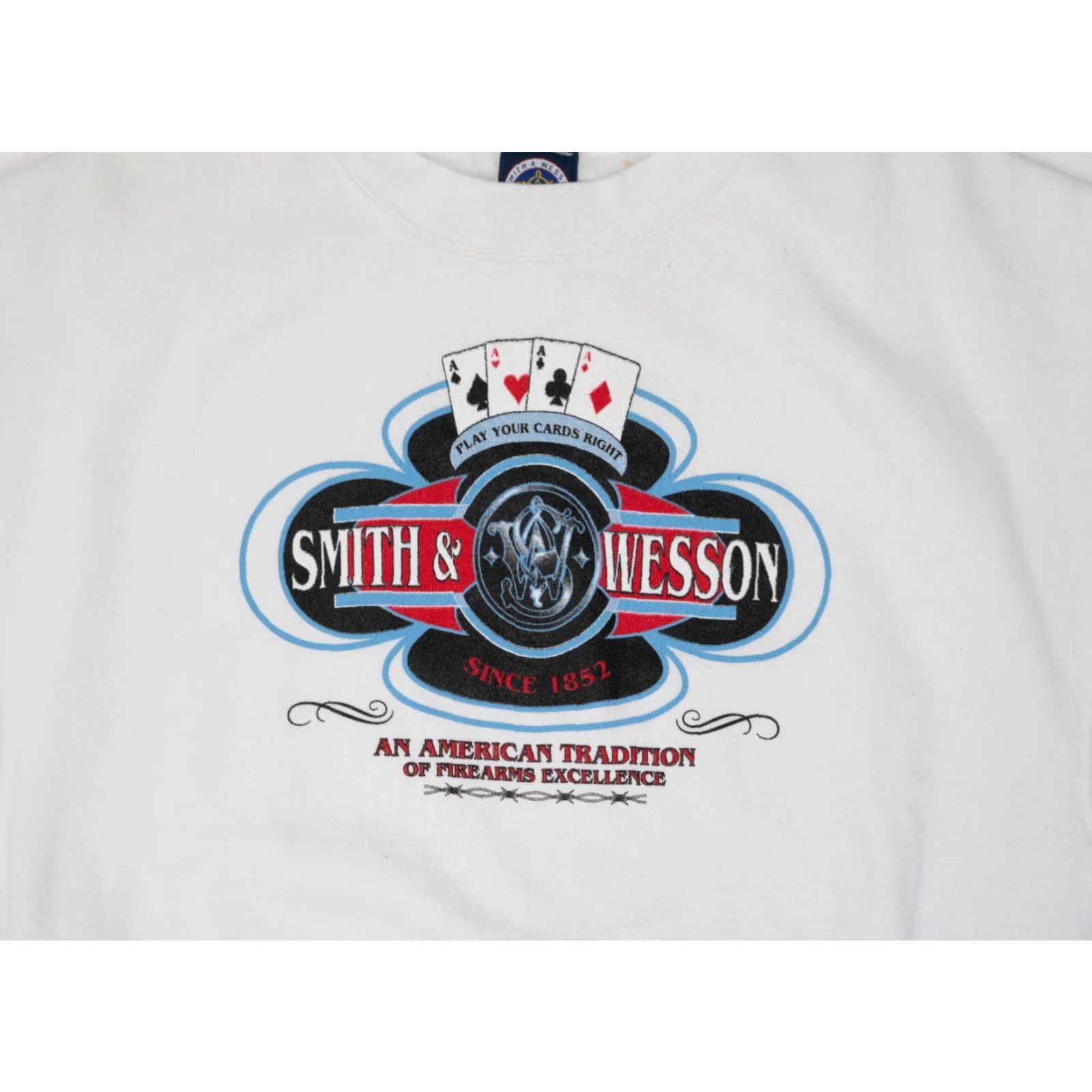 Vintage VINTAGE Smith & Wesson Crewneck Sweatshirt 2XL White 90s Gun Promo Graphic Print Pullover Mens Size US XXL / EU 58 / 5 - 2 Thumbnail
