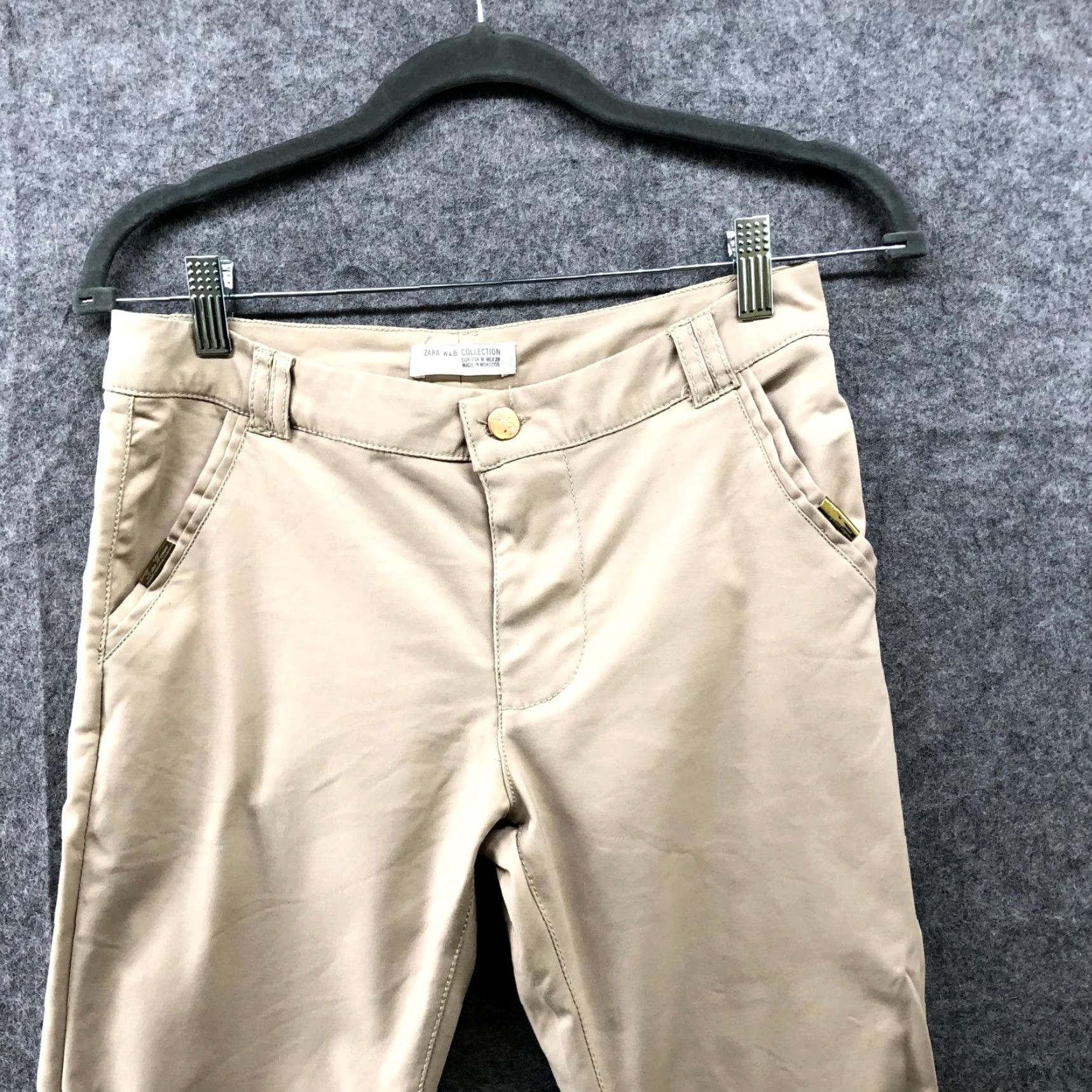 Zara Zara Skinny Pants 28 Beige Cotton Blend Low Rise Ankle Zip Fly Flat Front Lightweight Womens Size 28" / US 6 / IT 42 - 3 Thumbnail
