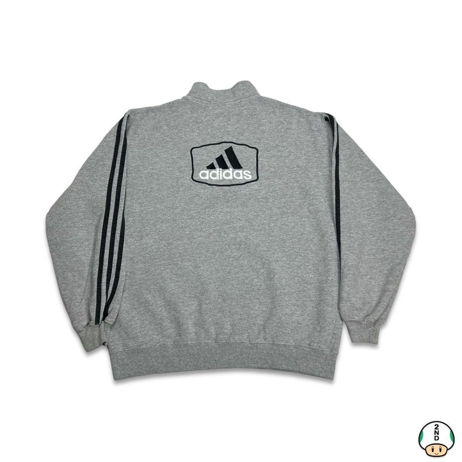 Adidas × Vintage Vintage 90s Adidas Sweatshirt Gray 3 Stripe 1/4 Zip Pullover Size US S / EU 44-46 / 1 - 1 Thumbnail
