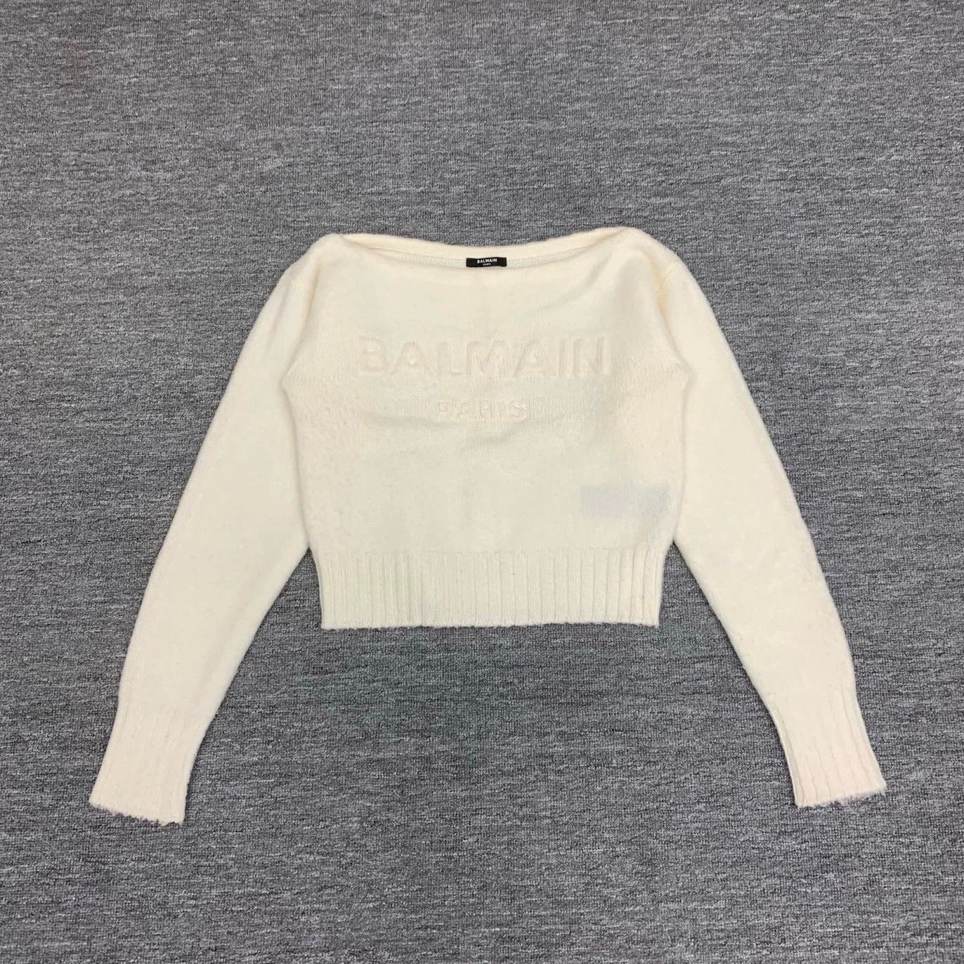 Balmain balmain ivory embossed wool knit sweater Size XS / US 0-2 / IT 36-38 - 1 Thumbnail
