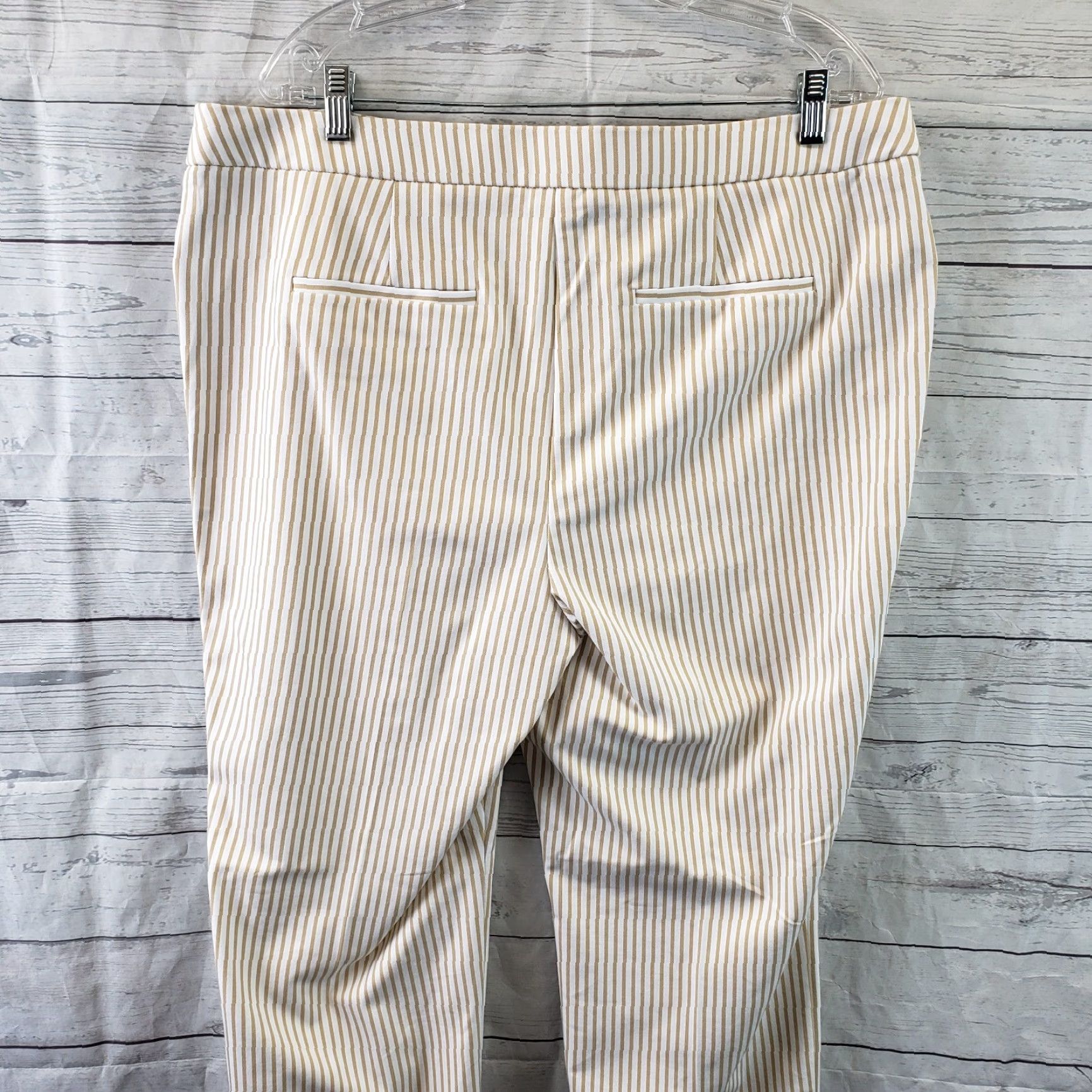 Vintage Chicos Womens Pants Sz 16 Tan White Stripe High Rise Cotton Blend Size 38" / US 16 / IT 52 - 4 Thumbnail