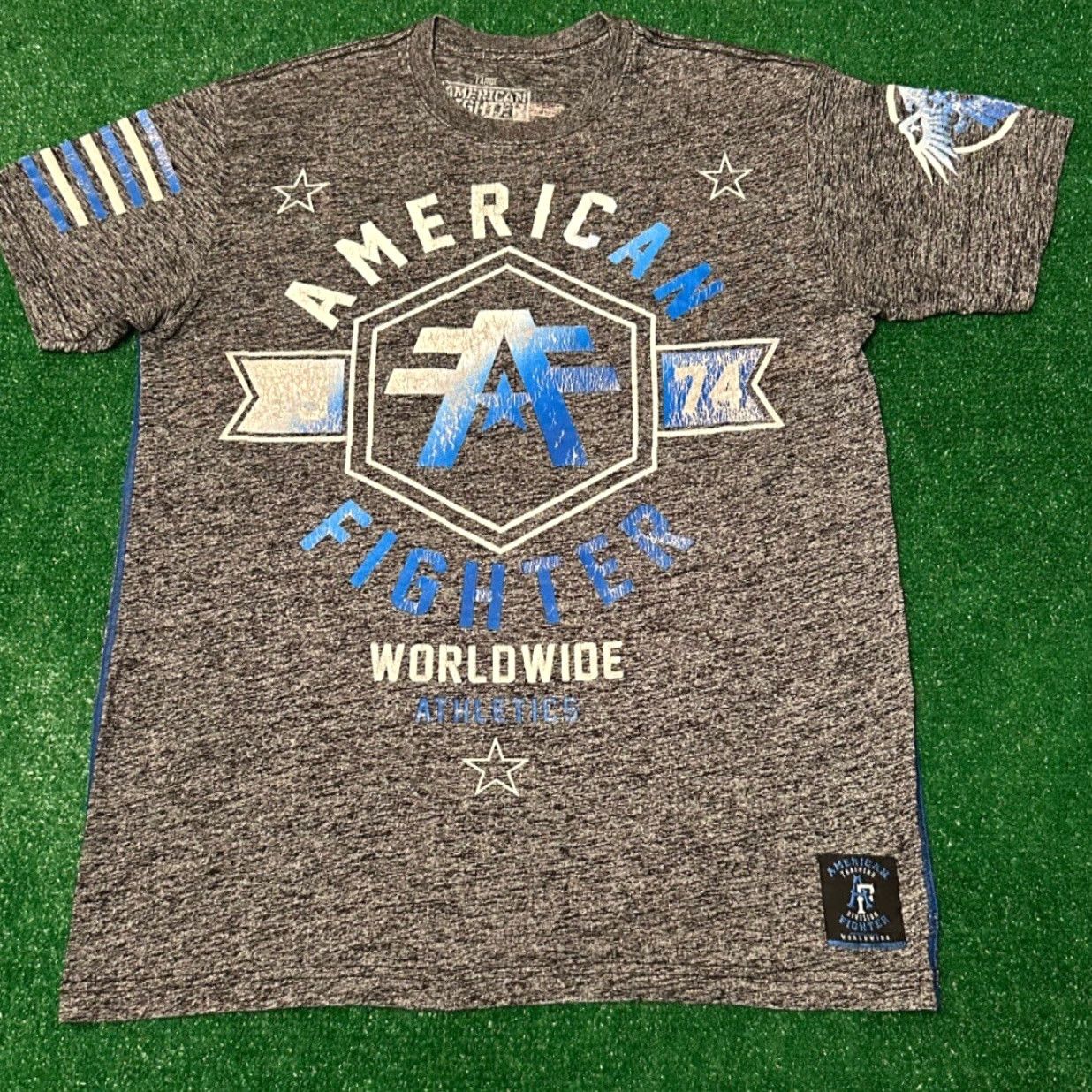 Vintage VINTAGE American Fighter Shirt Mens L Gray Logo Y2K Grunge Punk Athletic 90s Biker Sportswear - Short Sleeve Size US L / EU 52-54 / 3 - 7 Thumbnail