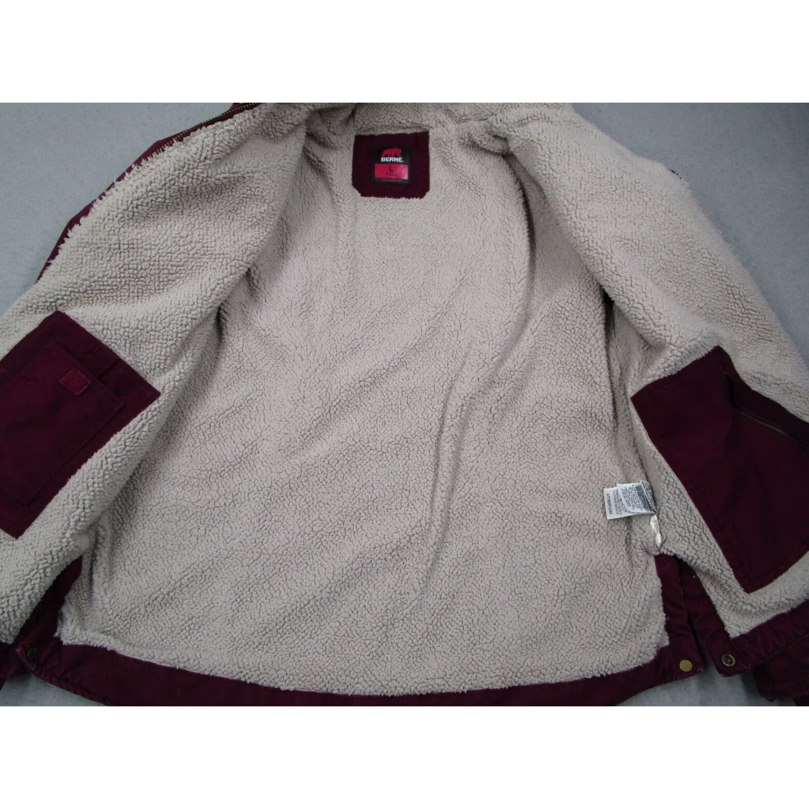 Vintage Berne Jacket Women Large Tall Red Sherpa Lined Full Zip Hooded Workwear Size L / US 10 / IT 46 - 3 Thumbnail