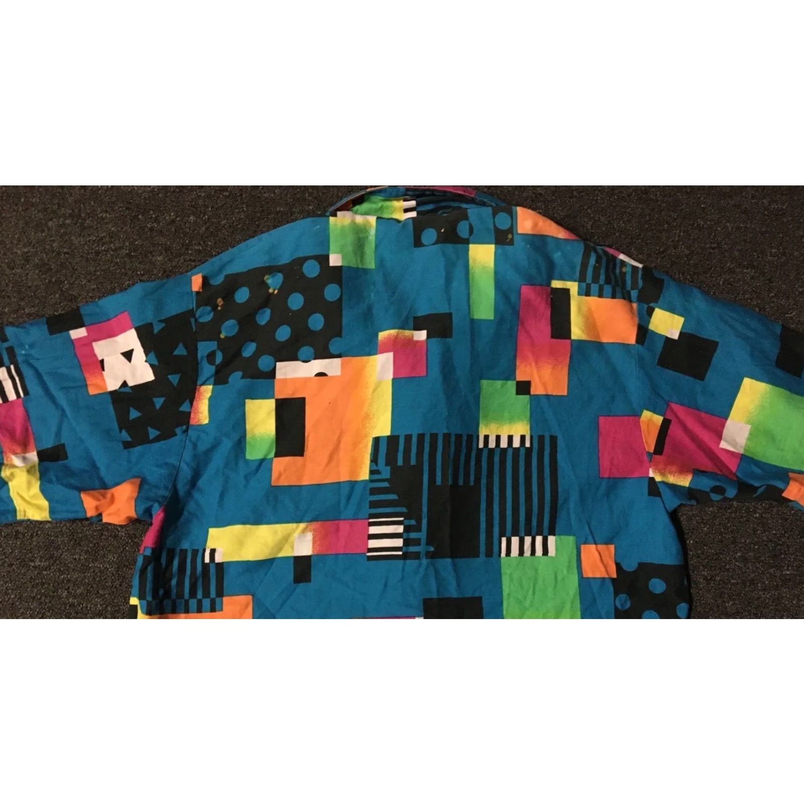 Vintage Vtg 90s Abstract Art Faded Distress All Over Print Button Down Shirt M Blue Mens Short Sleeve Nike? Size US M / EU 48-50 / 2 - 7 Thumbnail