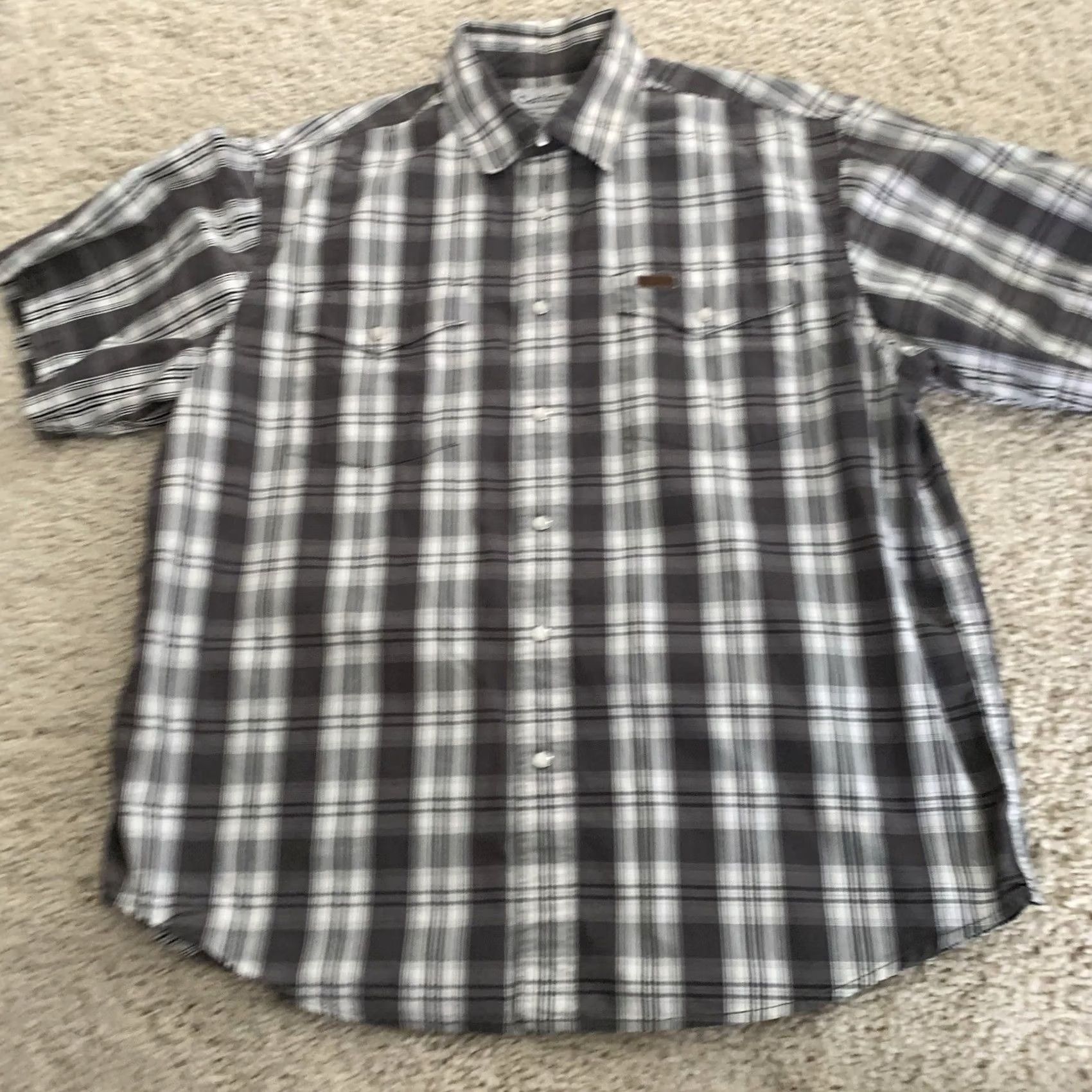 Carhartt Carhartt Shirt Mens Large Pearl Snap Gray Black Plaid Woven 100% Cotton Size US L / EU 52-54 / 3 - 6 Thumbnail