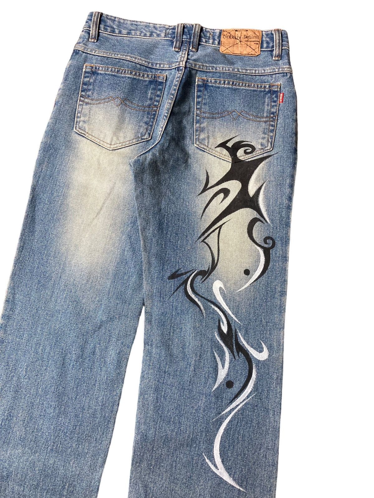 Hysteric Glamour × Japanese Brand NEBAJY Painted Tattoo Art Unique Jeans Size US 30 / EU 46 - 5 Thumbnail