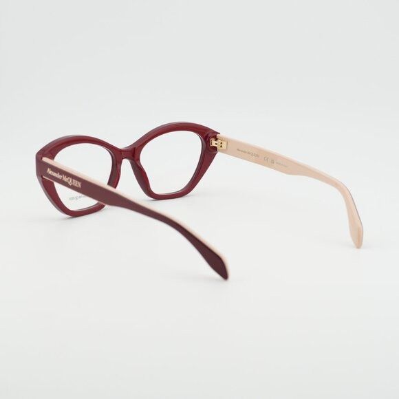 Alexander McQueen Alexander McQueen AM0360O 004 Eyeglasses Red/Beige 52mm Size ONE SIZE - 4 Thumbnail
