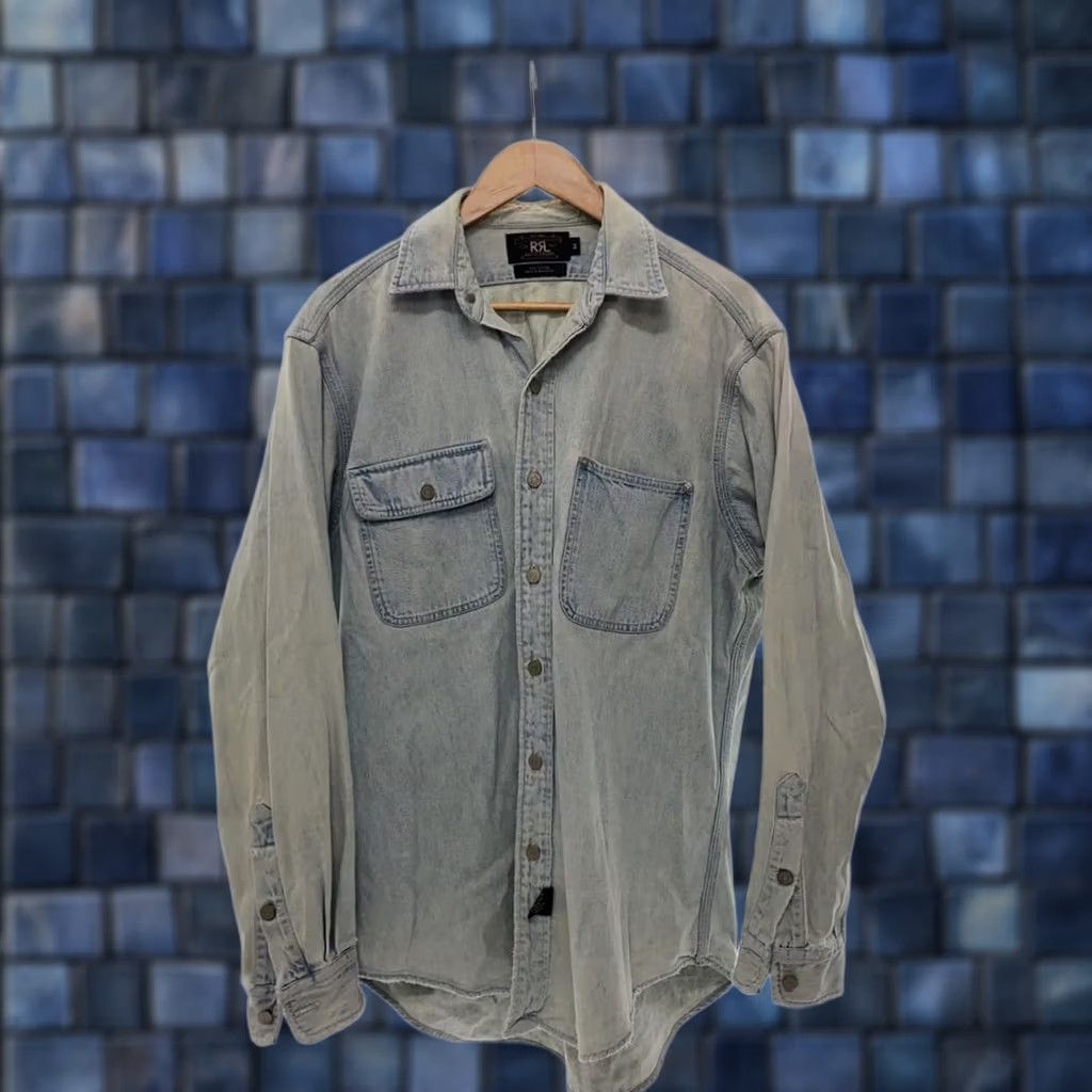 Ralph Lauren RRL Ralph Lauren Light Indigo Denim Long Sleeve Shirt M Mens/Adult Button-Up, 100% Cotton, Vintage? (If applicable) Size US M / EU 48-50 / 2 - 1 Thumbnail