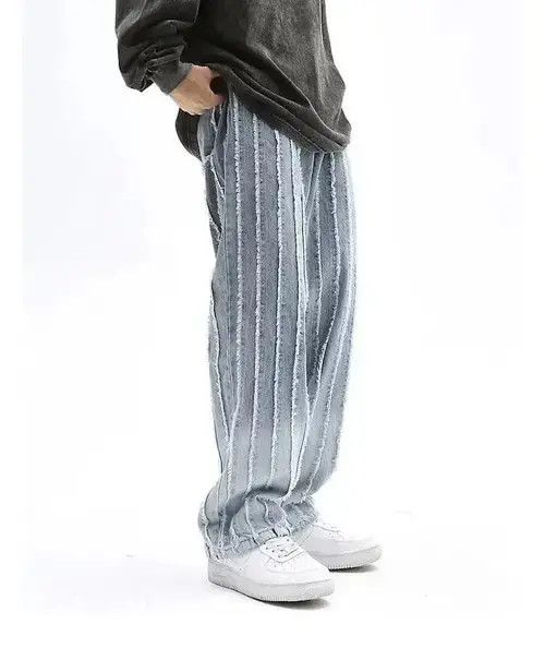 Jean Striped Baggy Flared Wide Leg Jeans y2k retro Size US 32 / EU 48 - 5 Thumbnail