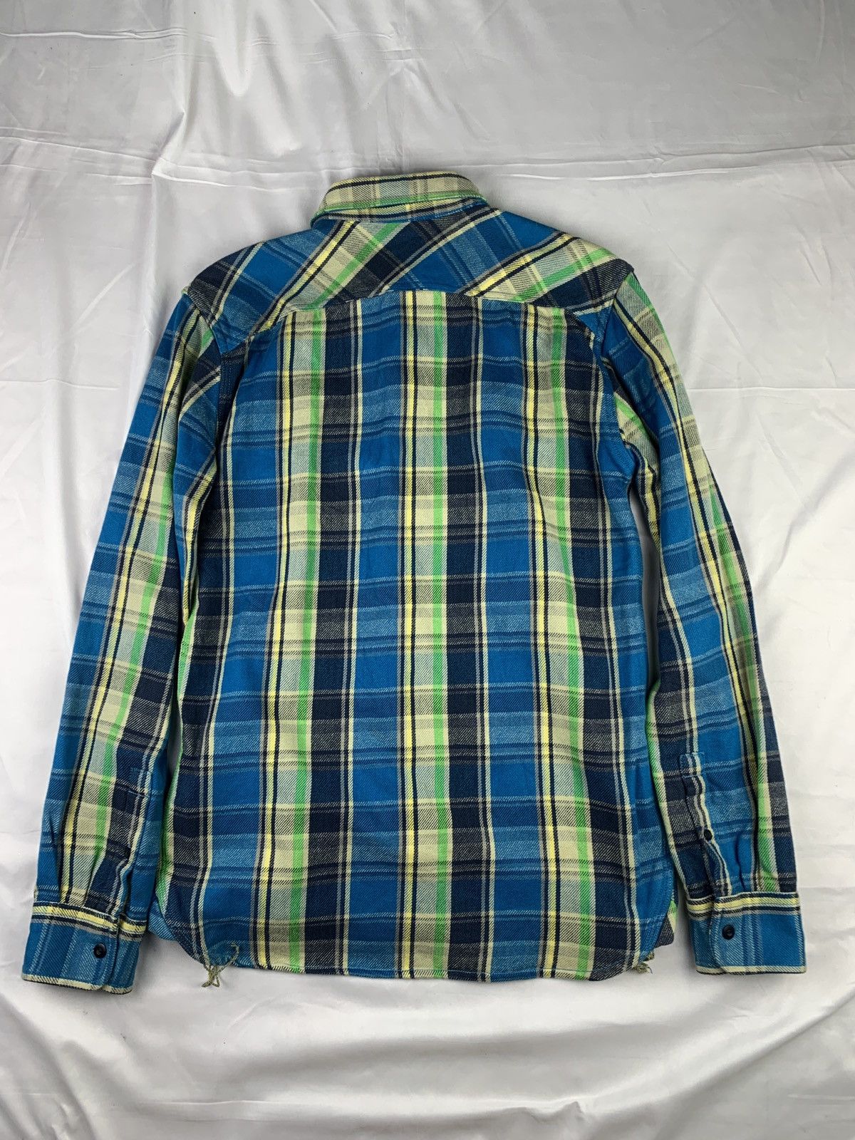 Japanese Brand 2000s M&S Japan Heavy Duct Cotton Plaid Pocket Work Shirt Size US L / EU 52-54 / 3 - 2 Thumbnail