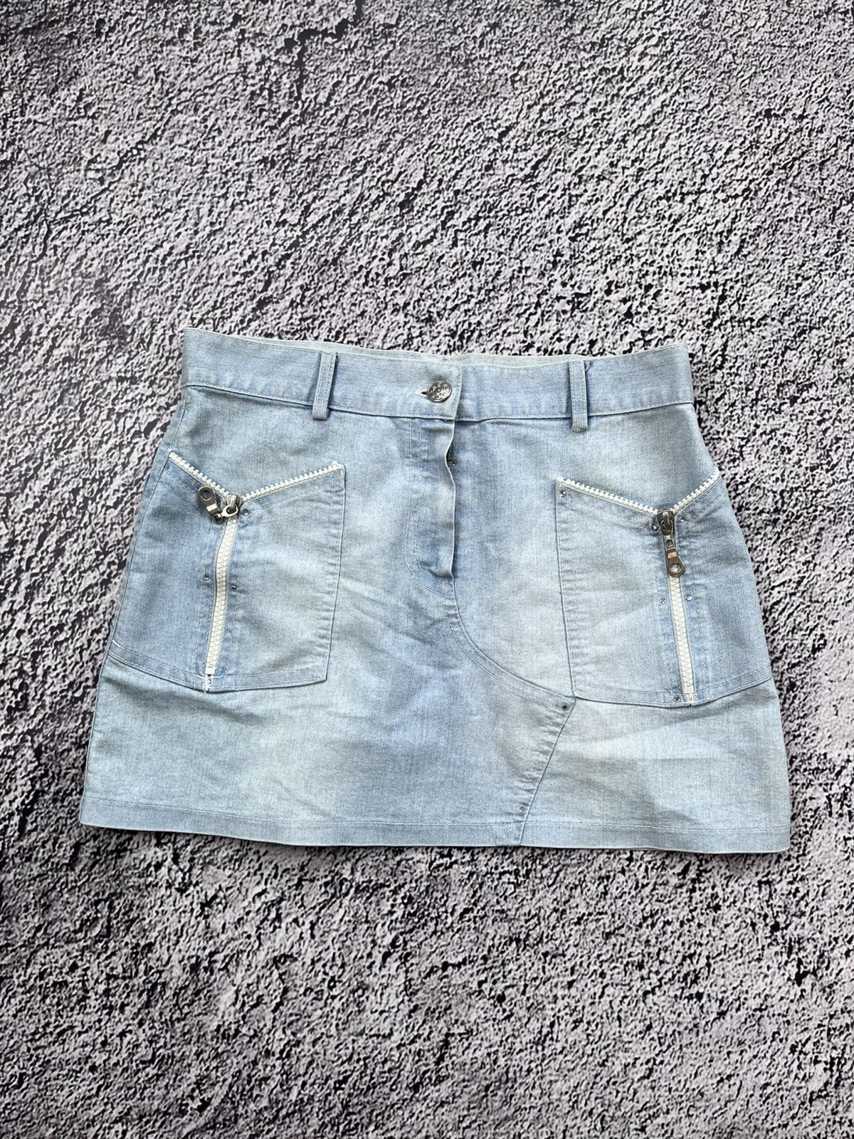 Vintage Vintage 90s Zip Pockets Faded Mini Skirt Juicy Vibe Size 26" / US 2 / IT 38 - 1 Thumbnail