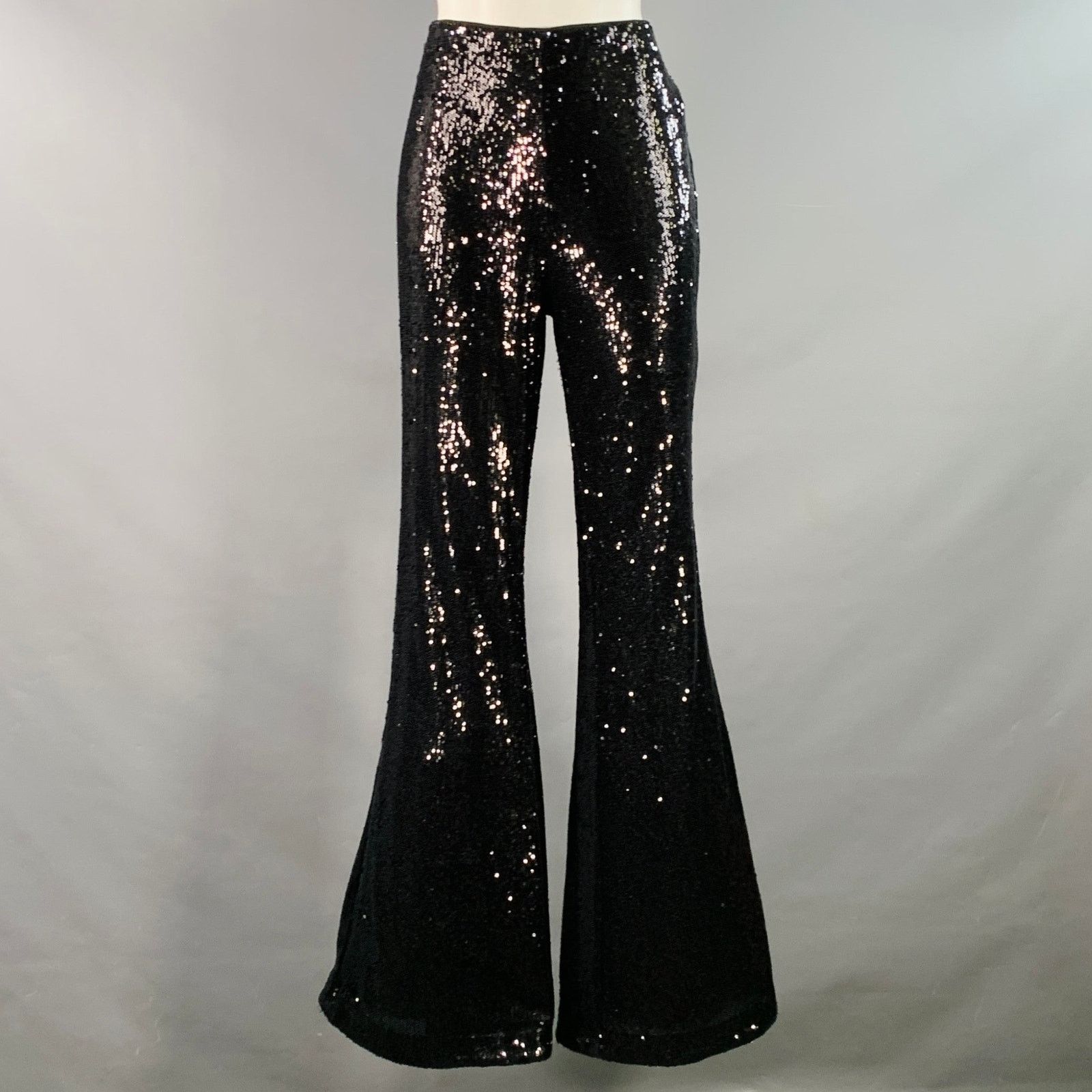 L'AGENCE Honor Black Polyester Sequined Flared Back Zipper Pants Size 28" / US 6 / IT 42 - 1 Thumbnail
