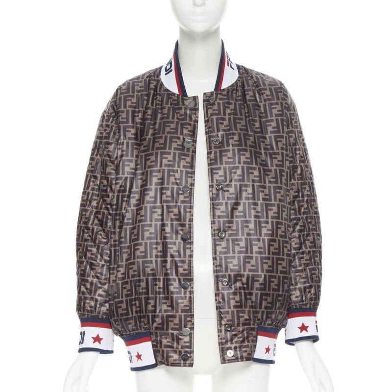 Fendi new FENDI FILA reversible colorblocked silk Zucca monogram bomber jacket IT38 XS Size XS / US 0-2 / IT 36-38 - 1 Thumbnail