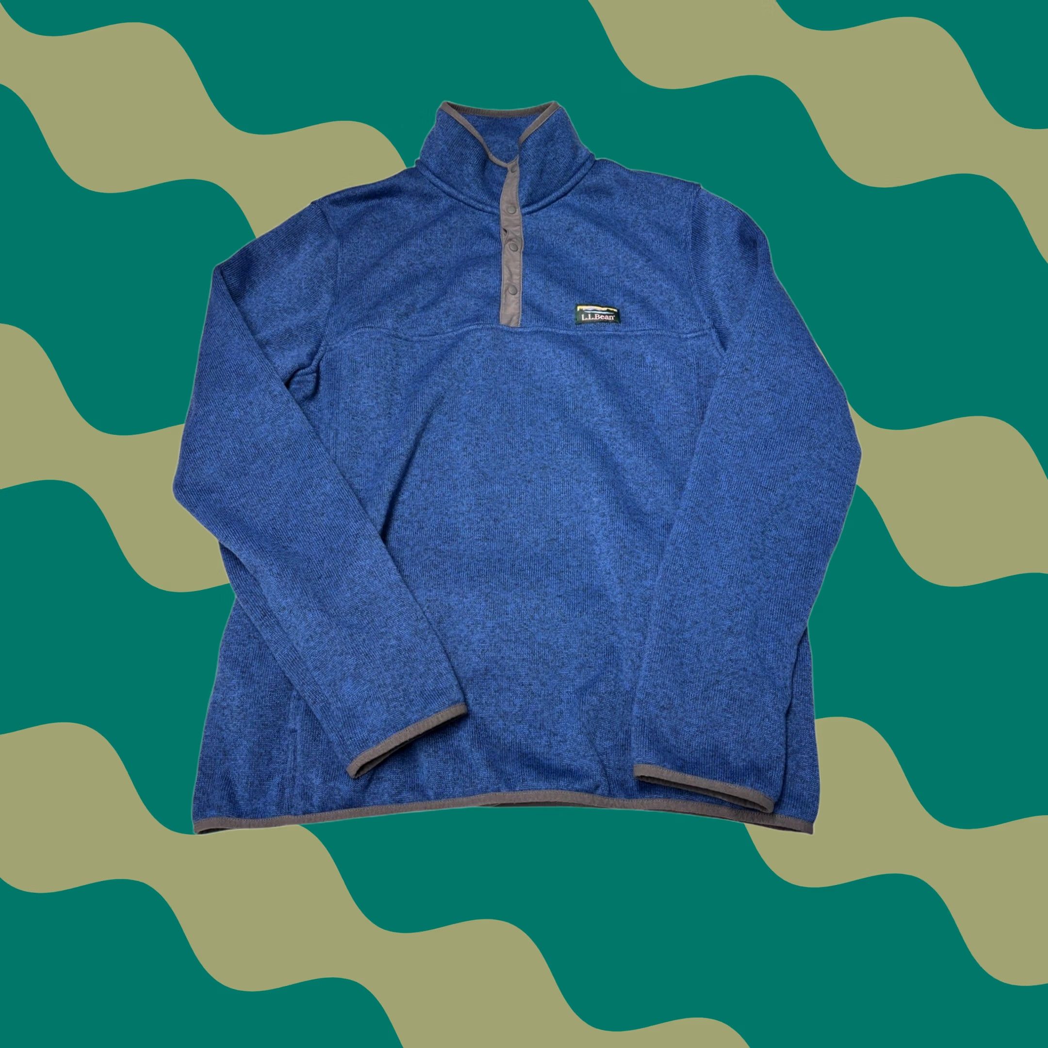 Vintage VINTAGELL Bean Sweater Fleece Pullover Mens LT Blue Snap Neck 502793 Size US L / EU 52-54 / 3 - 1 Thumbnail