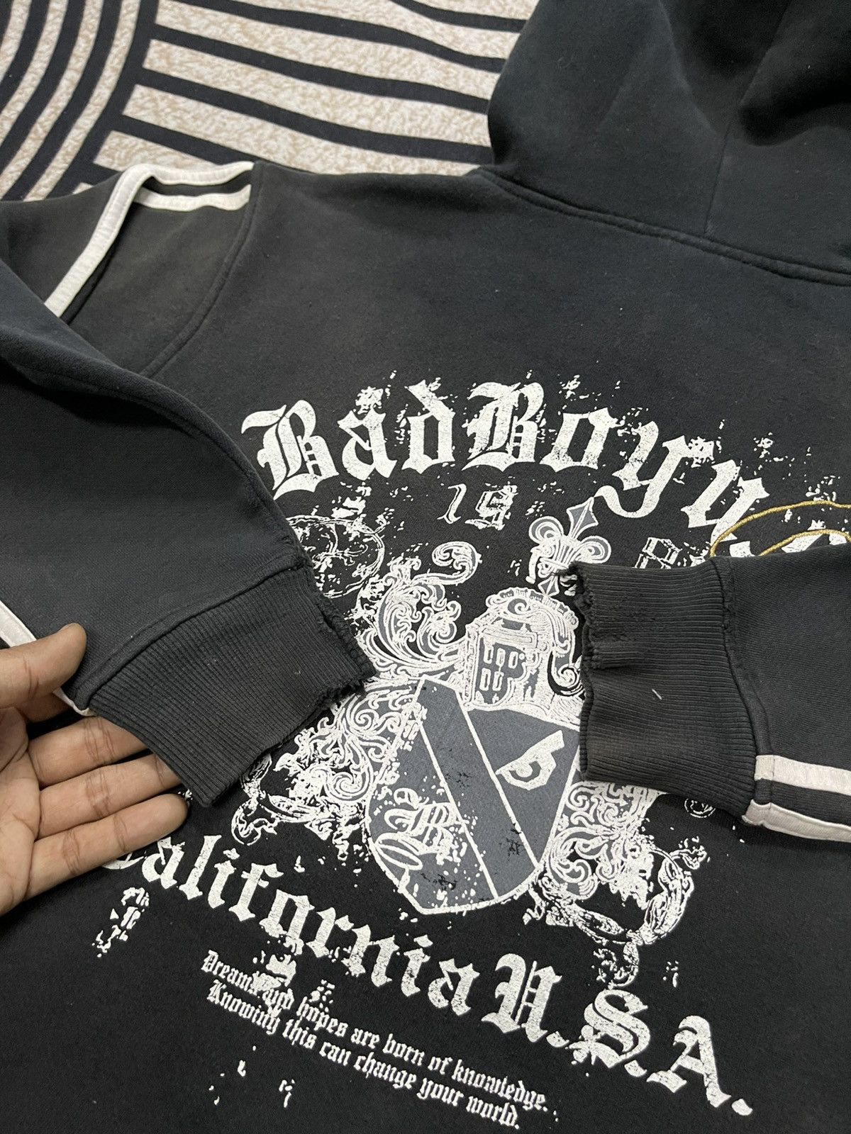 Japanese Brand 2000s BAD BOY FUR HOODIE ZIPPER SUN FADED DISTRESSED Size M / US 6-8 / IT 42-44 - 22 Thumbnail