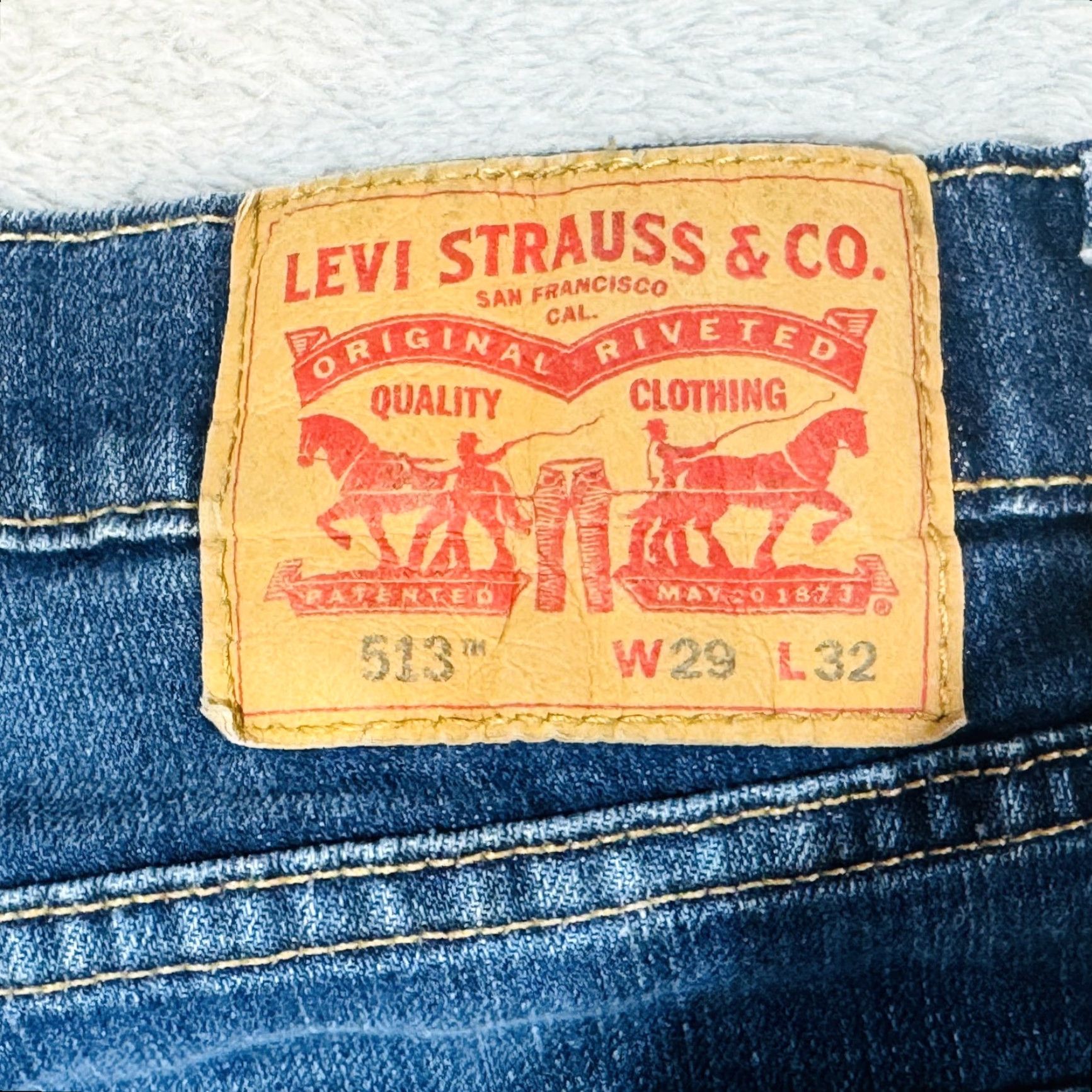 Levi's Levi's 513 Jeans Slim Straight Mens 29x32 Blue Medium Wash Denim Stretch Pocket Zipper Size US 29 - 6 Thumbnail
