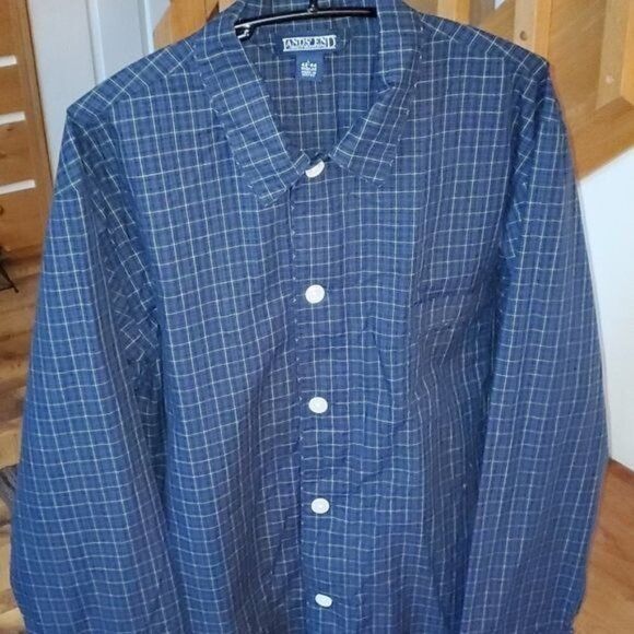 Vintage Lands' End Blue Plaid Button Down Top w Pocket & Elastic Wai Size US L / EU 52-54 / 3 - 2 Thumbnail