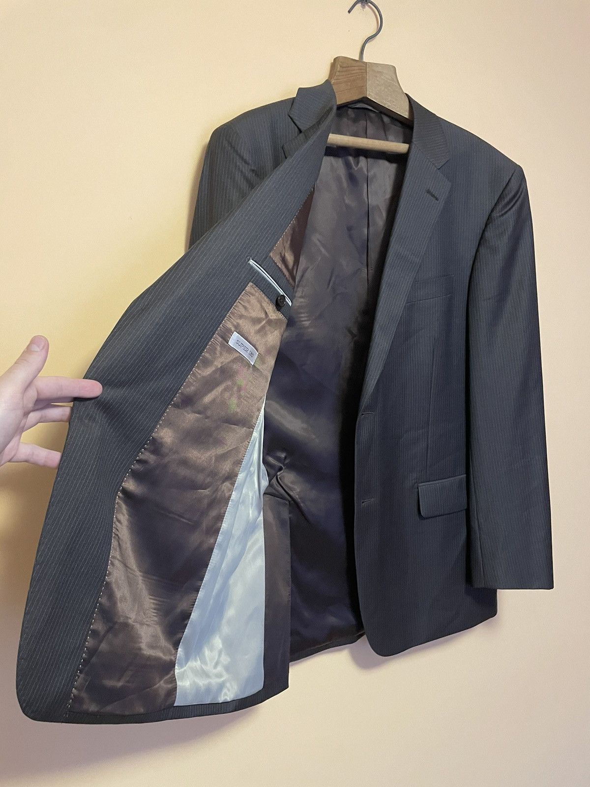 Balmain BALMAIN Wool Classic Suit Blazer/Pants Two Piece Tuxedo Size 50R - 6 Thumbnail